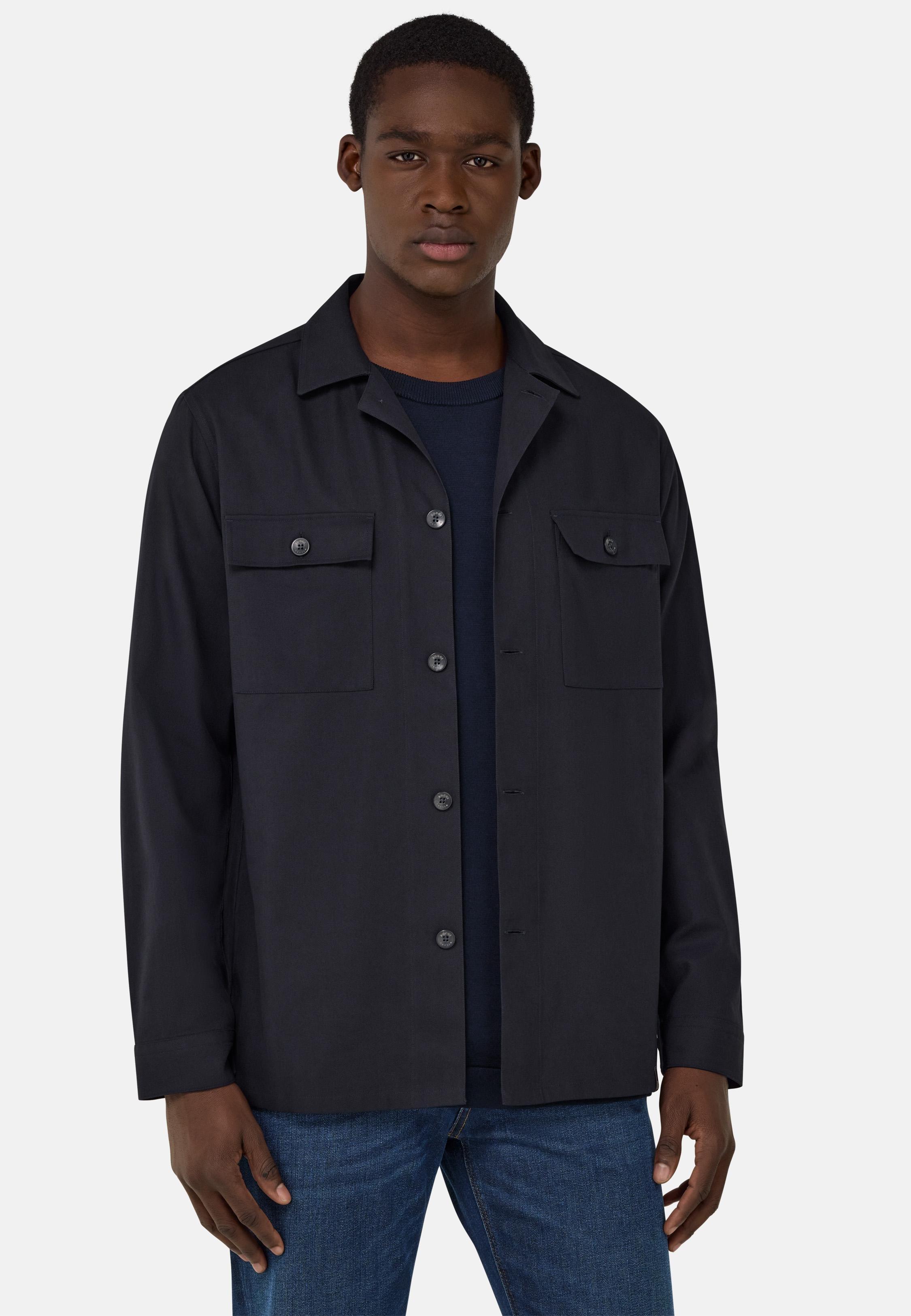 Cotton Overshirt Navy, , large image number 1