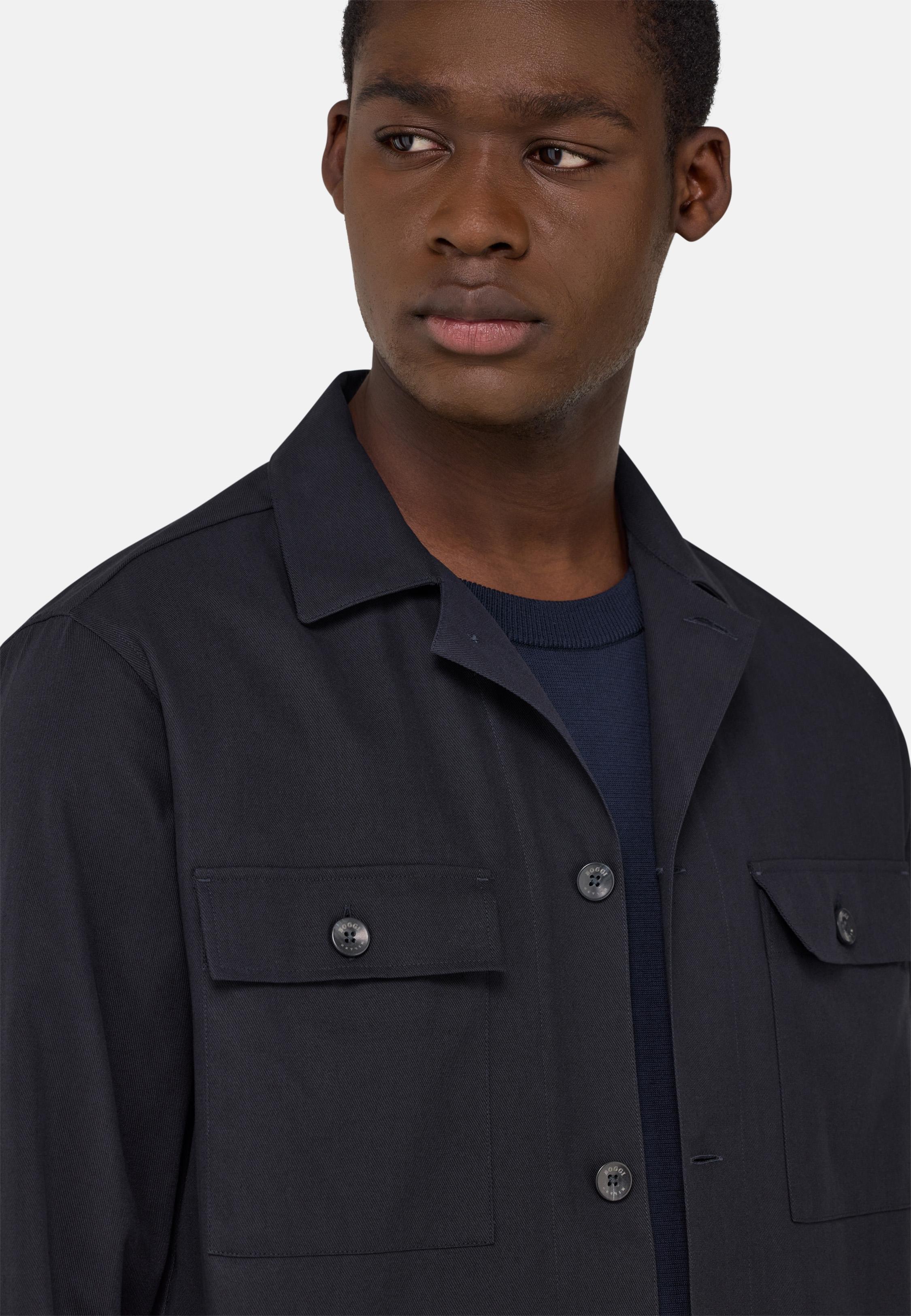 Cotton Overshirt Navy, , large image number 3
