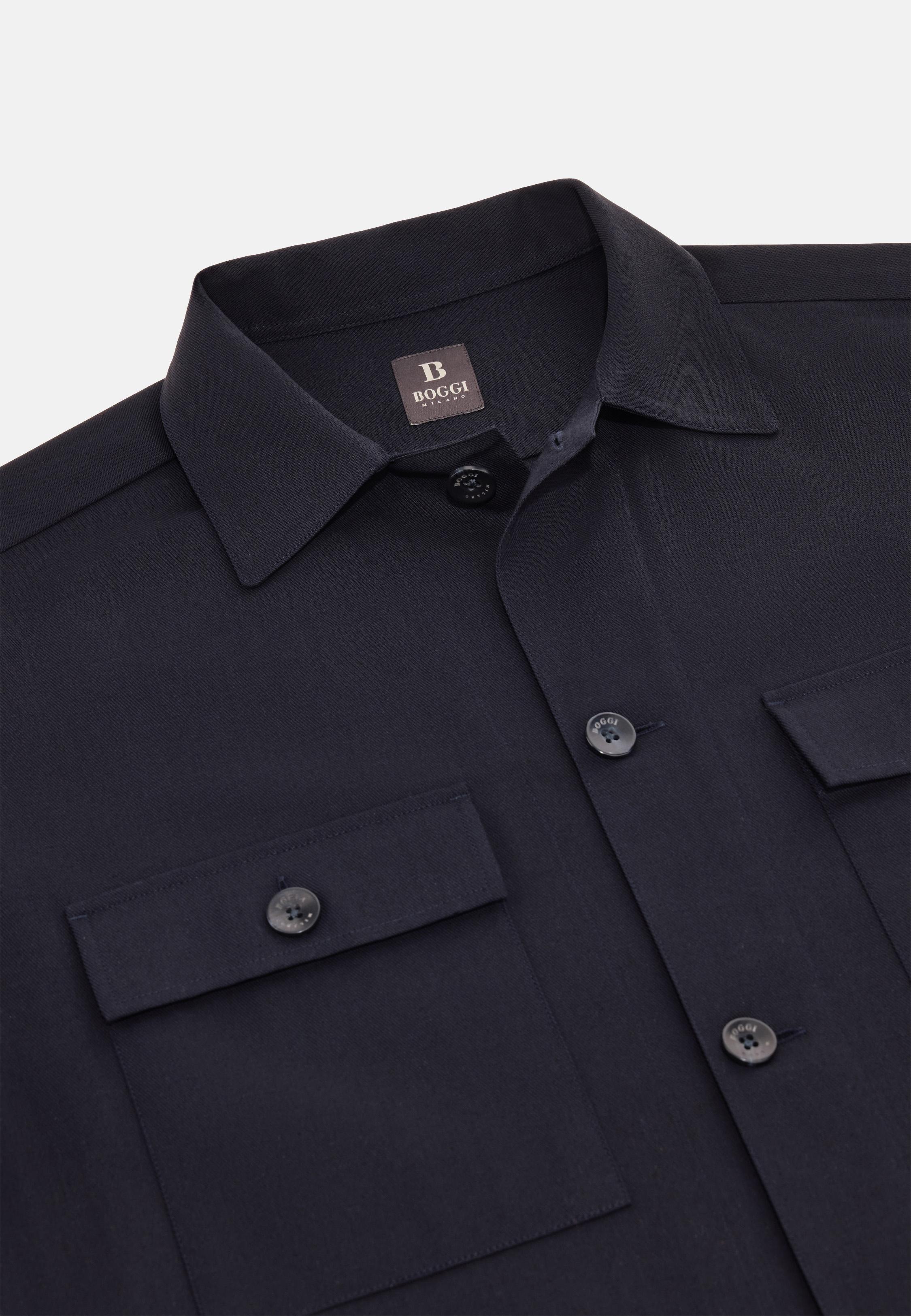 Cotton Overshirt Navy, , large image number 4