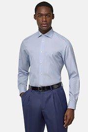 Striped Cotton Shirt Slim Fit Blue, 3901_LTBL, large image number 2