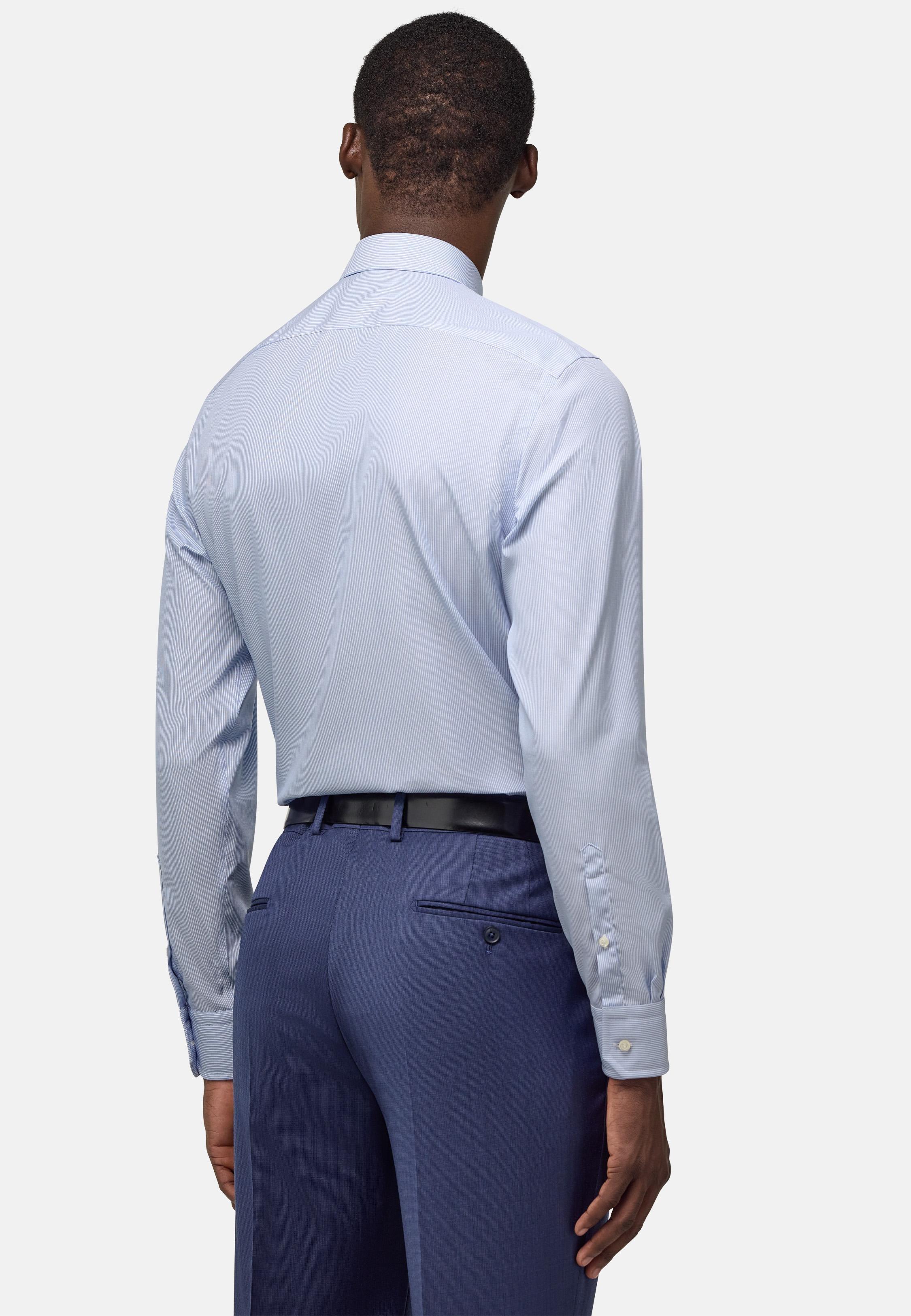 Striped Cotton Shirt Blue, Light Blue, large image number 3