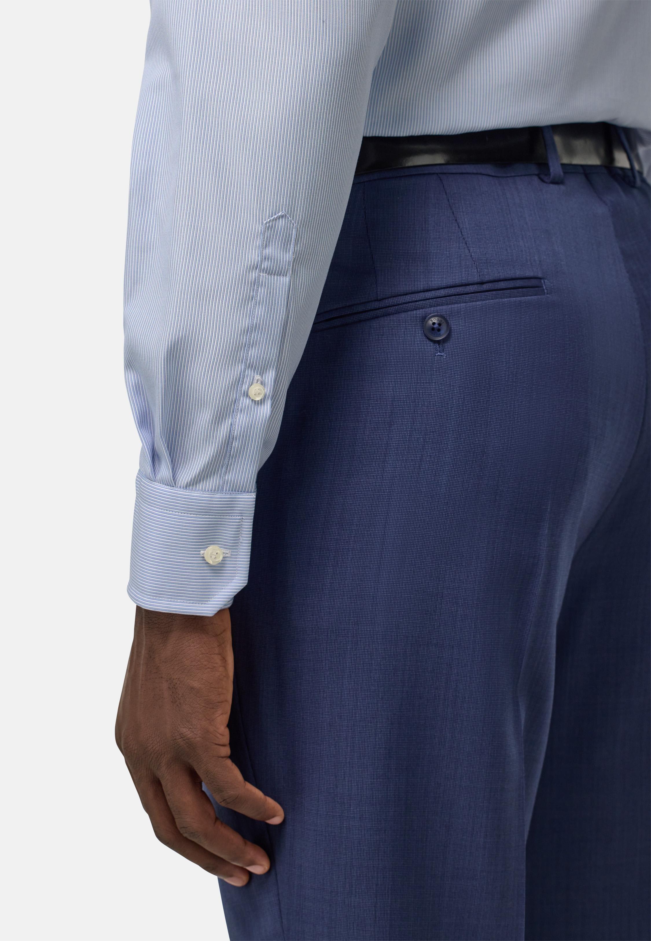 Striped Cotton Shirt Slim Fit Blue, 3901_LTBL, large image number 5