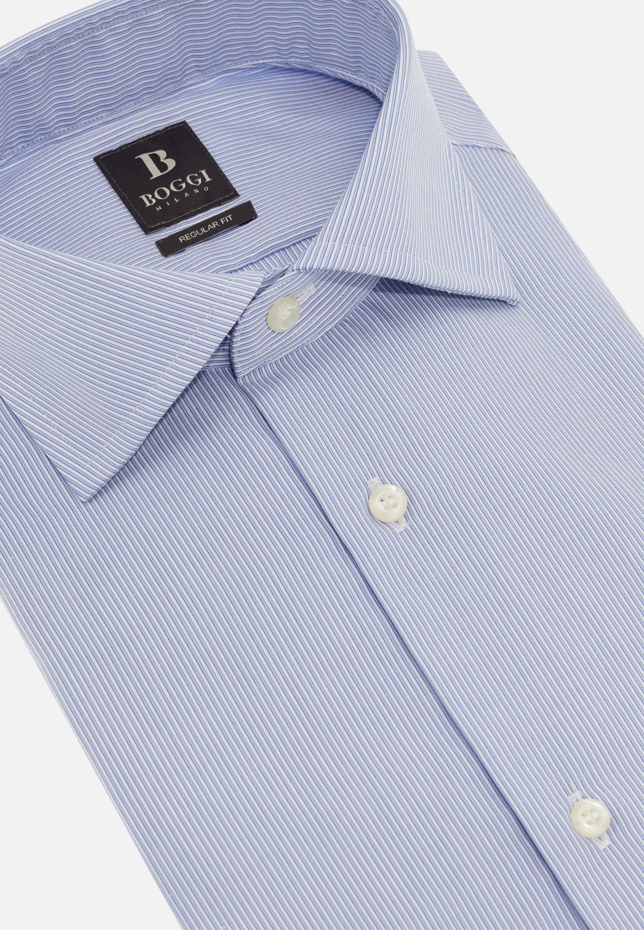 Striped Cotton Shirt Slim Fit Blue, 3901_LTBL, large image number 7