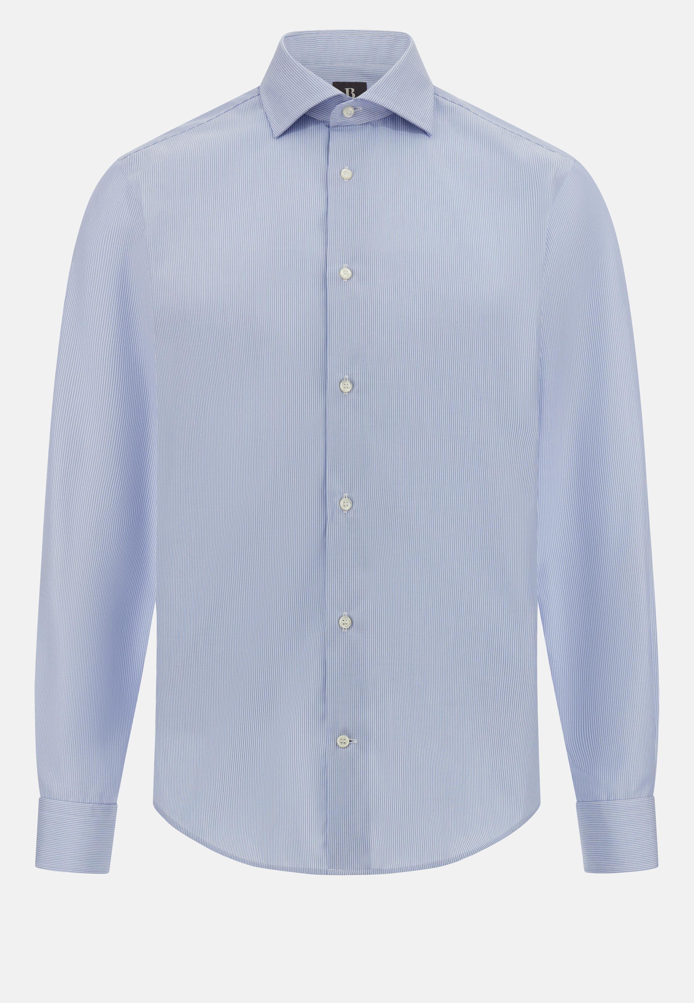 Striped Cotton Shirt Slim Fit Blue, 3901_LTBL, large image number 9