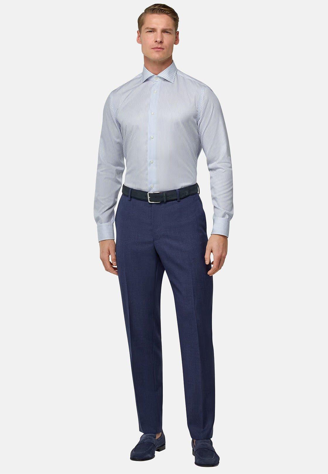 Striped Cotton Shirt Slim Fit Blue, , large image number 0
