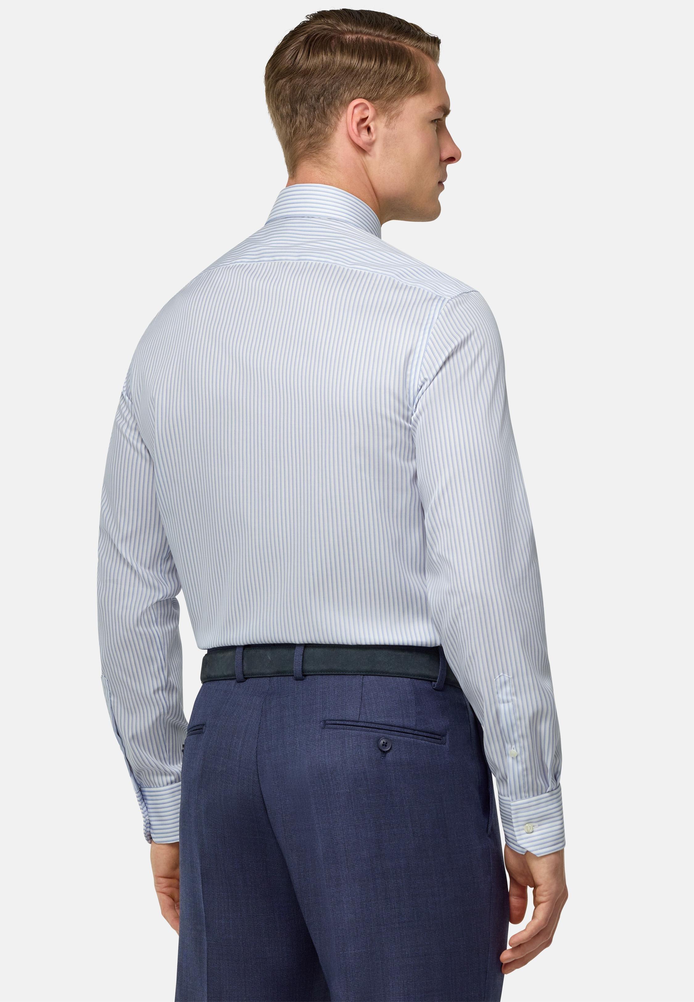 Striped Cotton Shirt Slim Fit Blue, , large image number 3