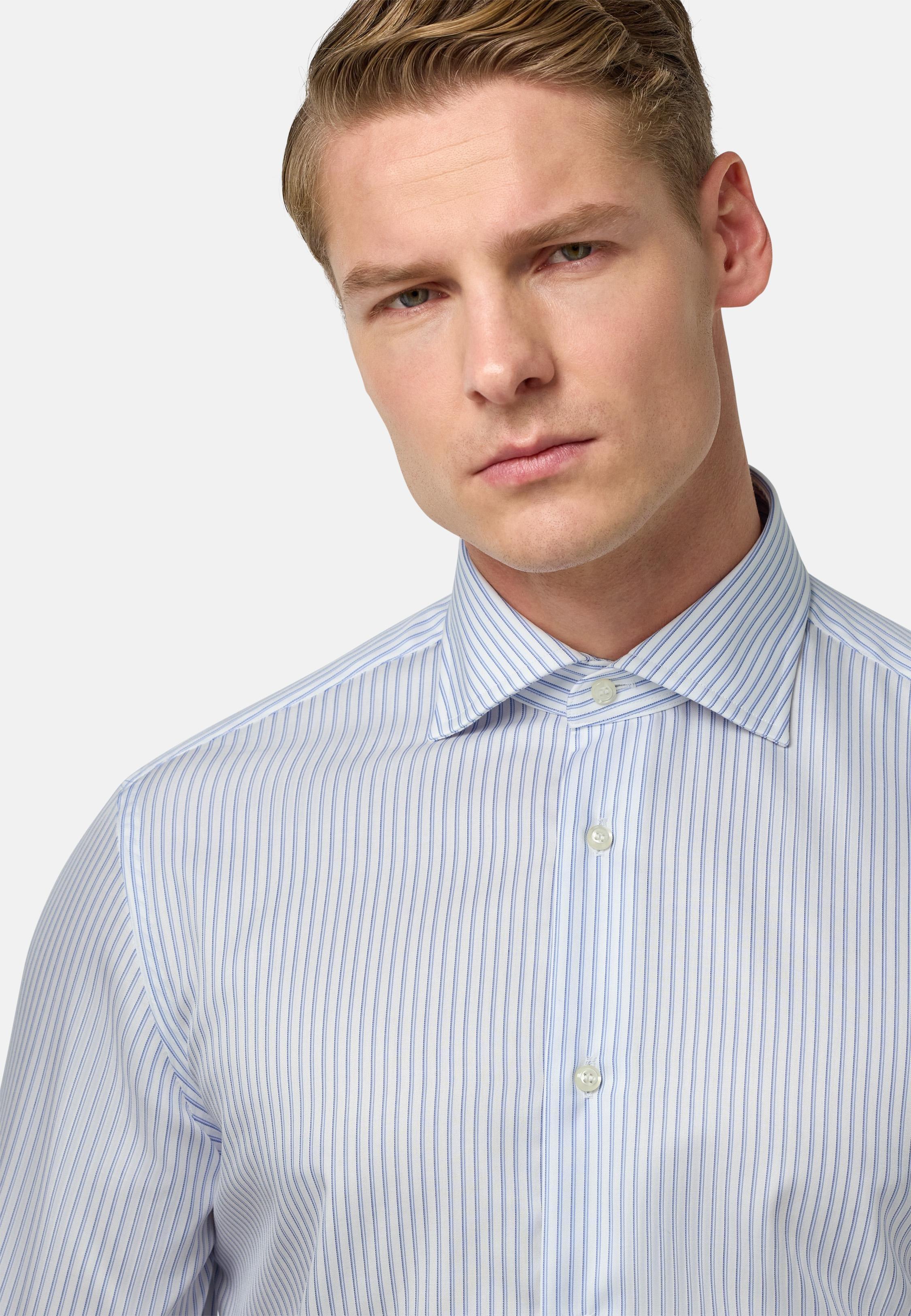 Striped Cotton Shirt Slim Fit Blue, , large image number 5
