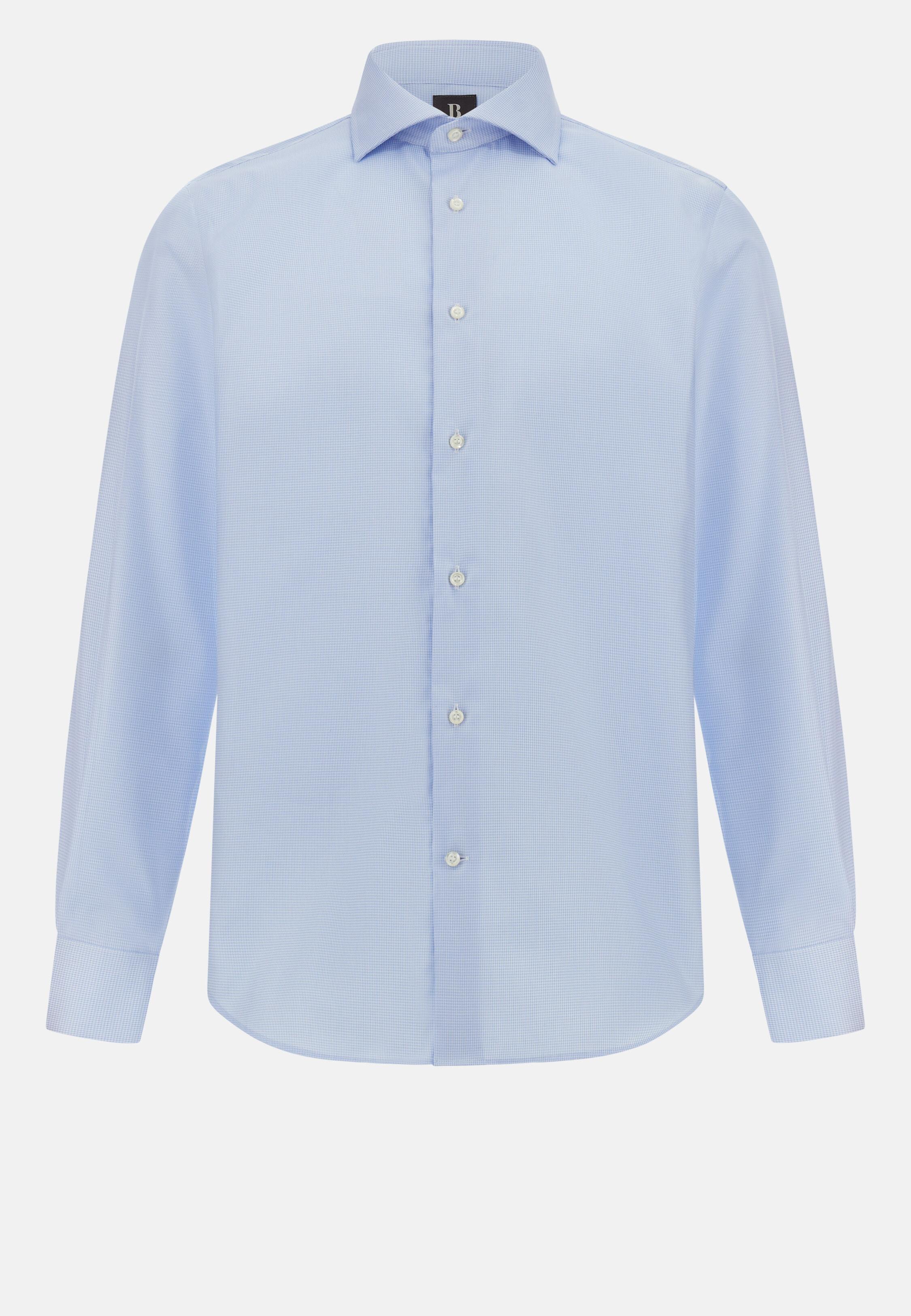Houndstooth Cotton Shirt Blue, Light Blue, large image number 9