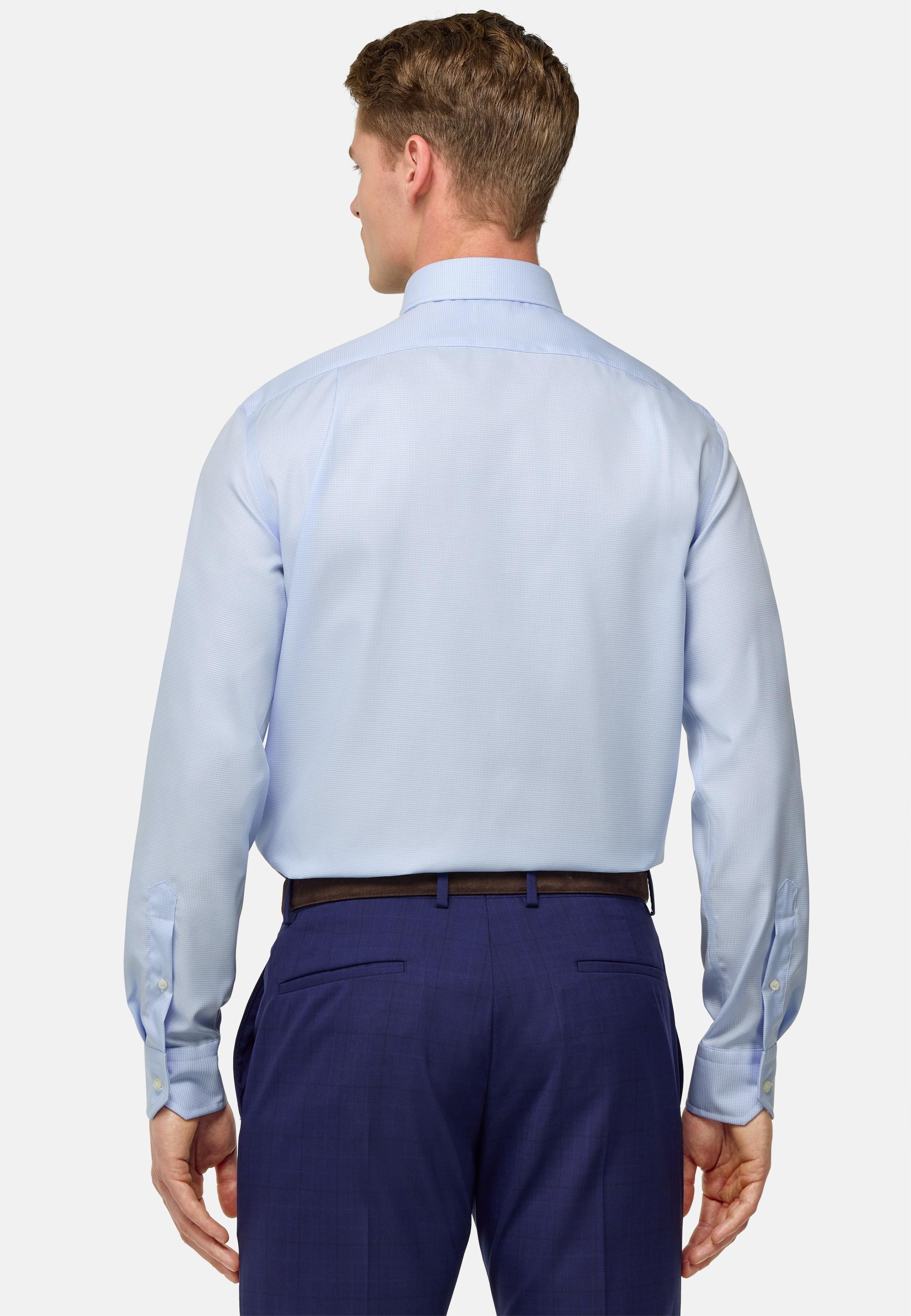 Houndstooth Cotton Shirt Blue, Light Blue, large image number 10
