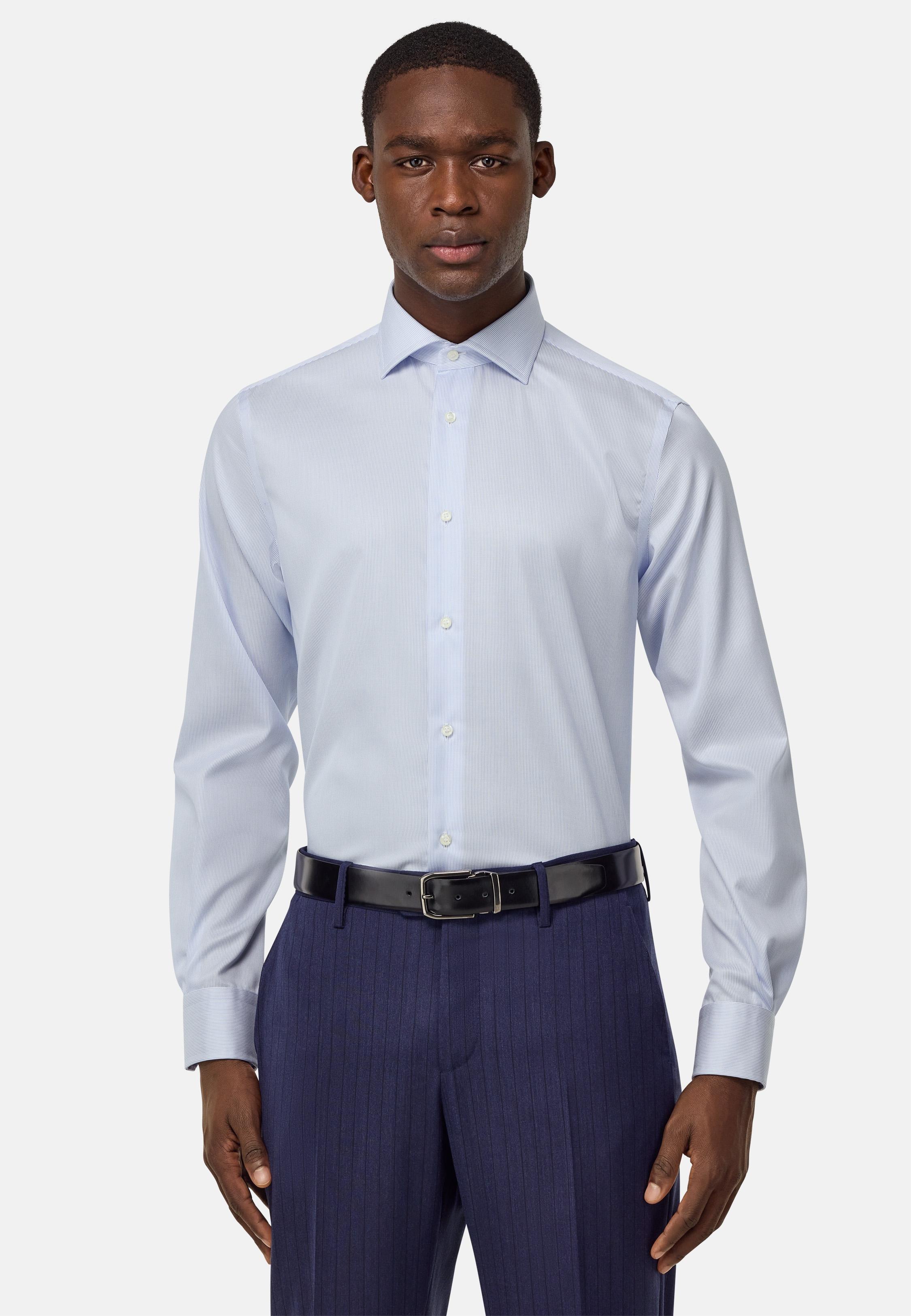 Blue Striped Cotton Shirt, , large image number 1