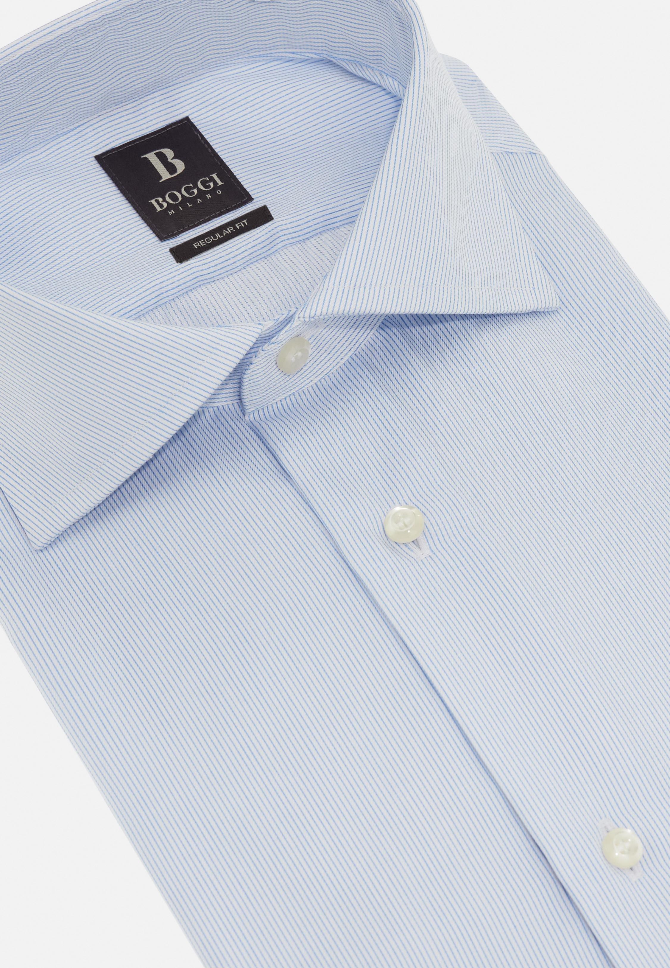 Striped Cotton Shirt Regular Fit Blue, , large image number 7