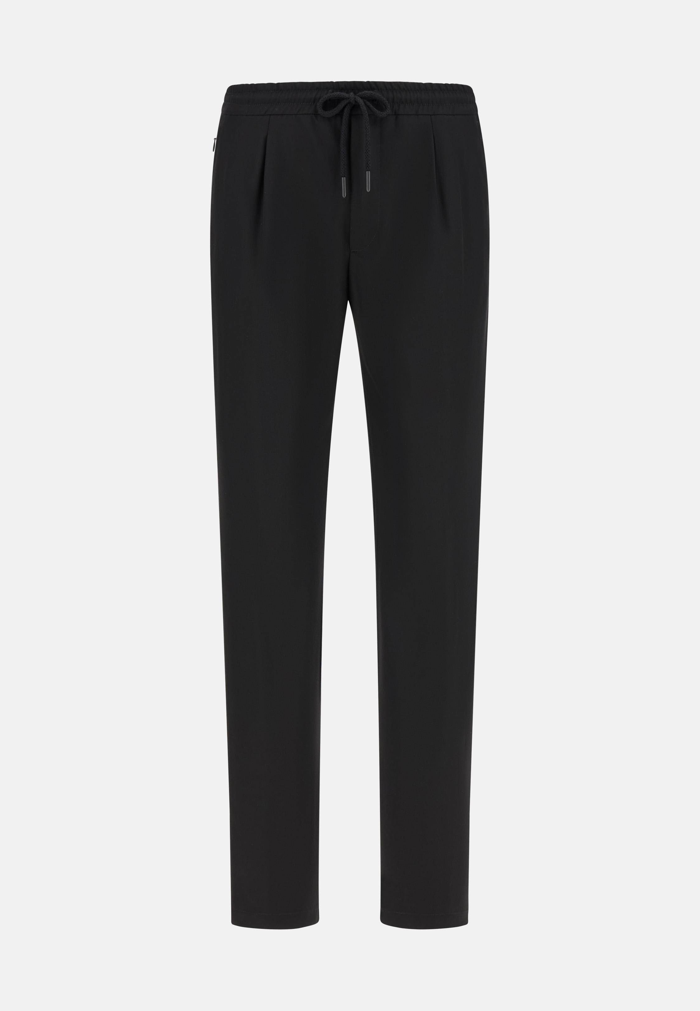 City Trousers In Pure Travel Wool Black, Black, medium