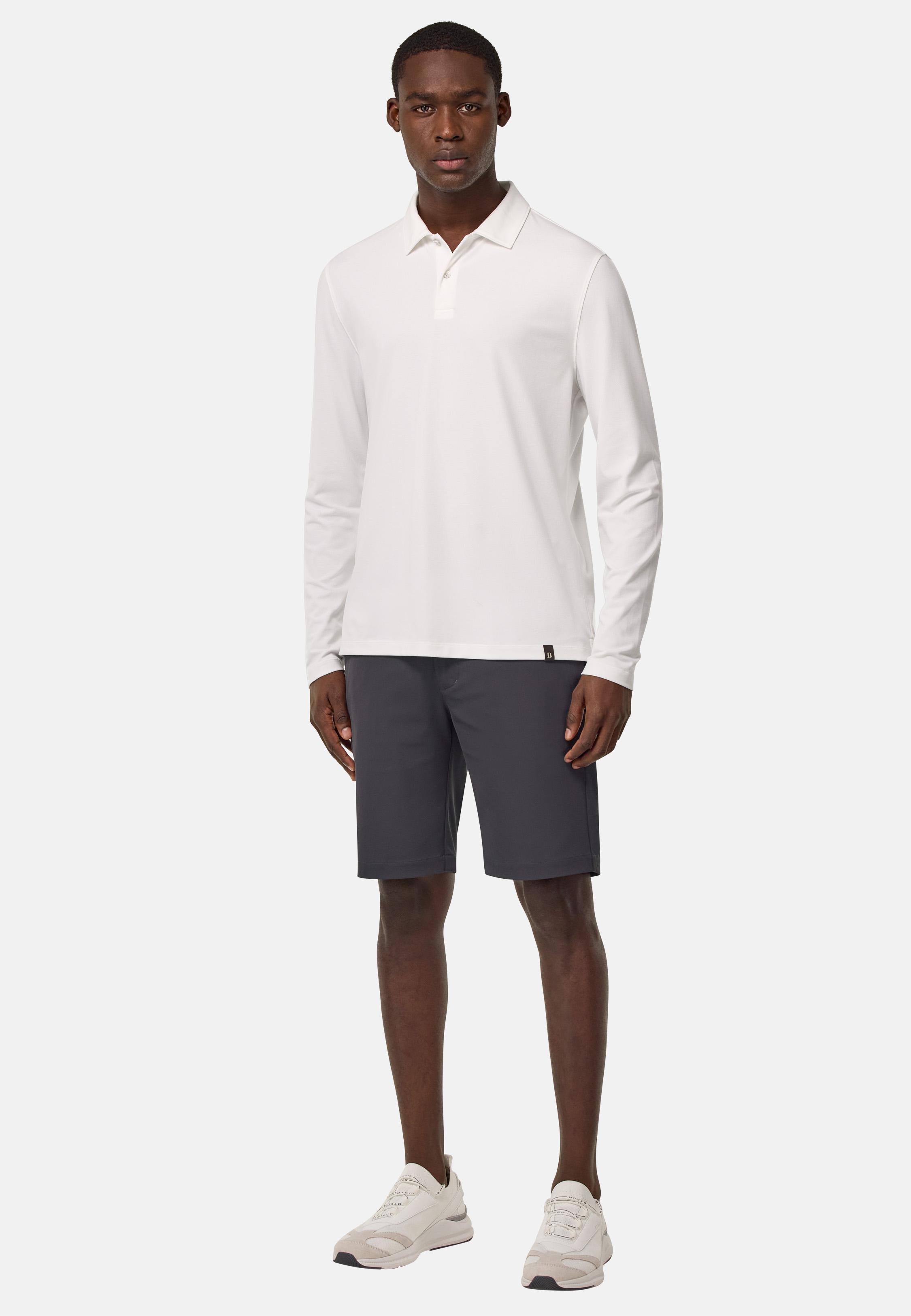 Grey B Tech Stretch Nylon Bermuda Shorts, Dark Grey, medium