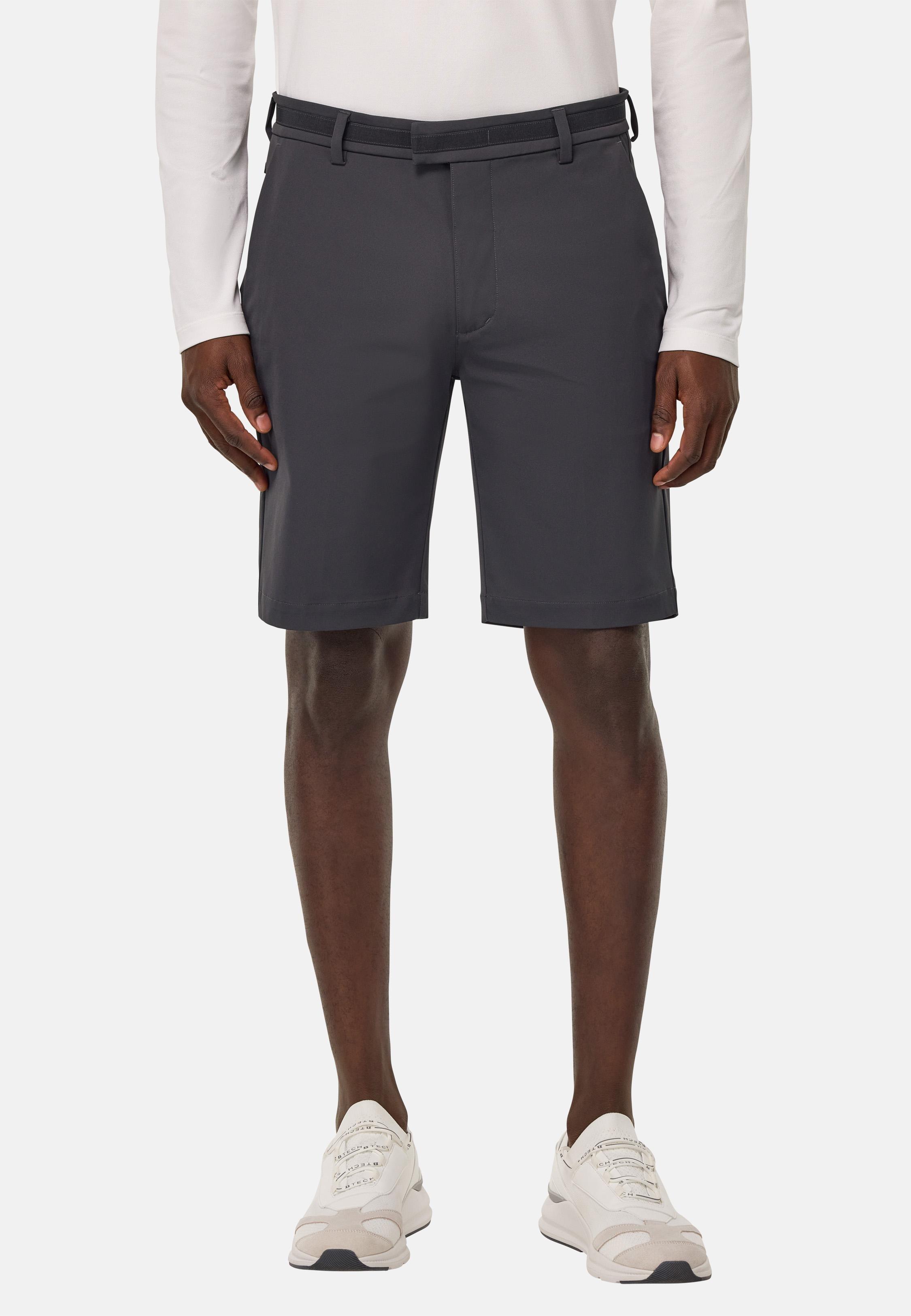Grey B Tech Stretch Nylon Bermuda Shorts, Dark Grey, medium