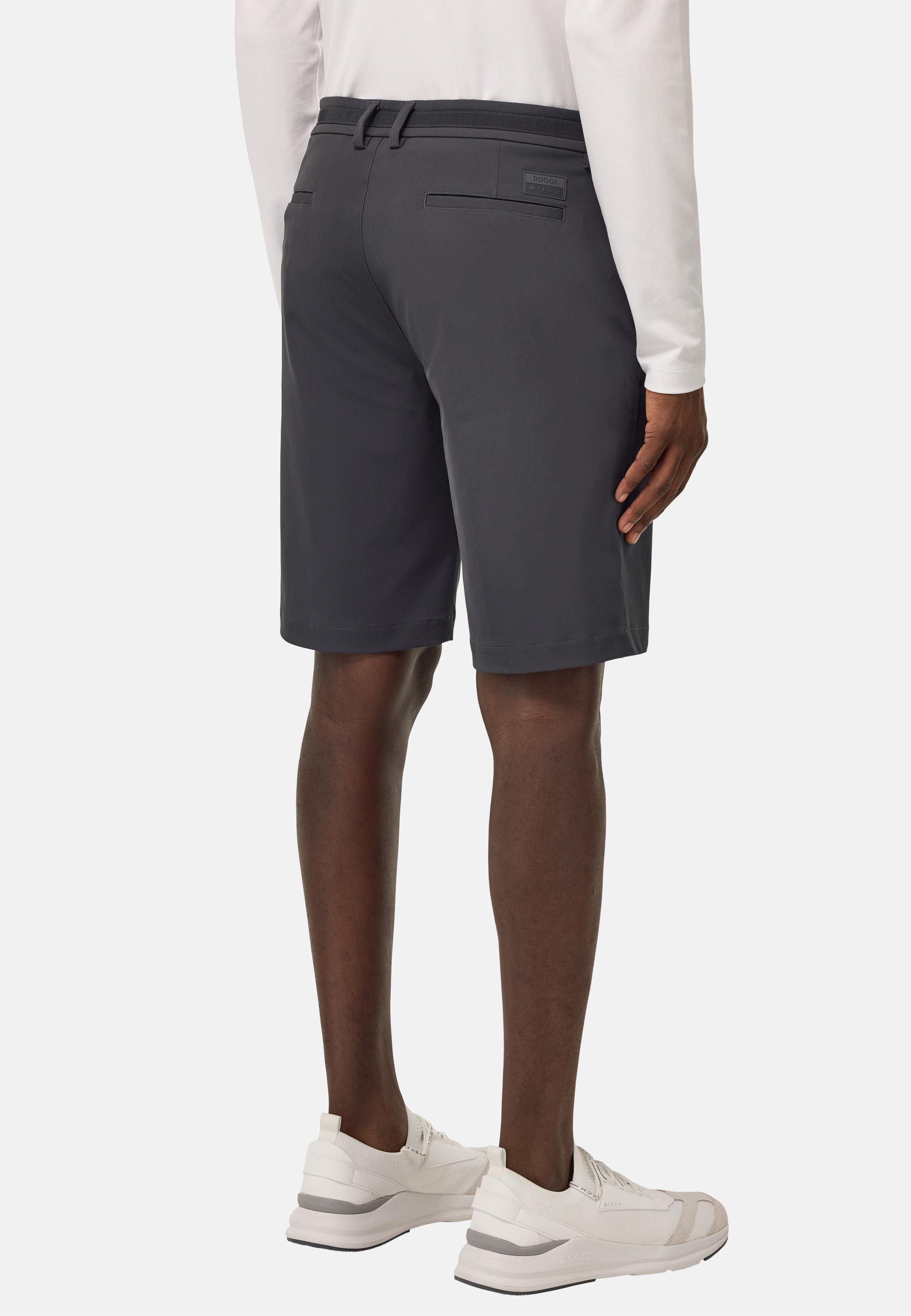 Grey B Tech Stretch Nylon Bermuda Shorts, Dark Grey, medium