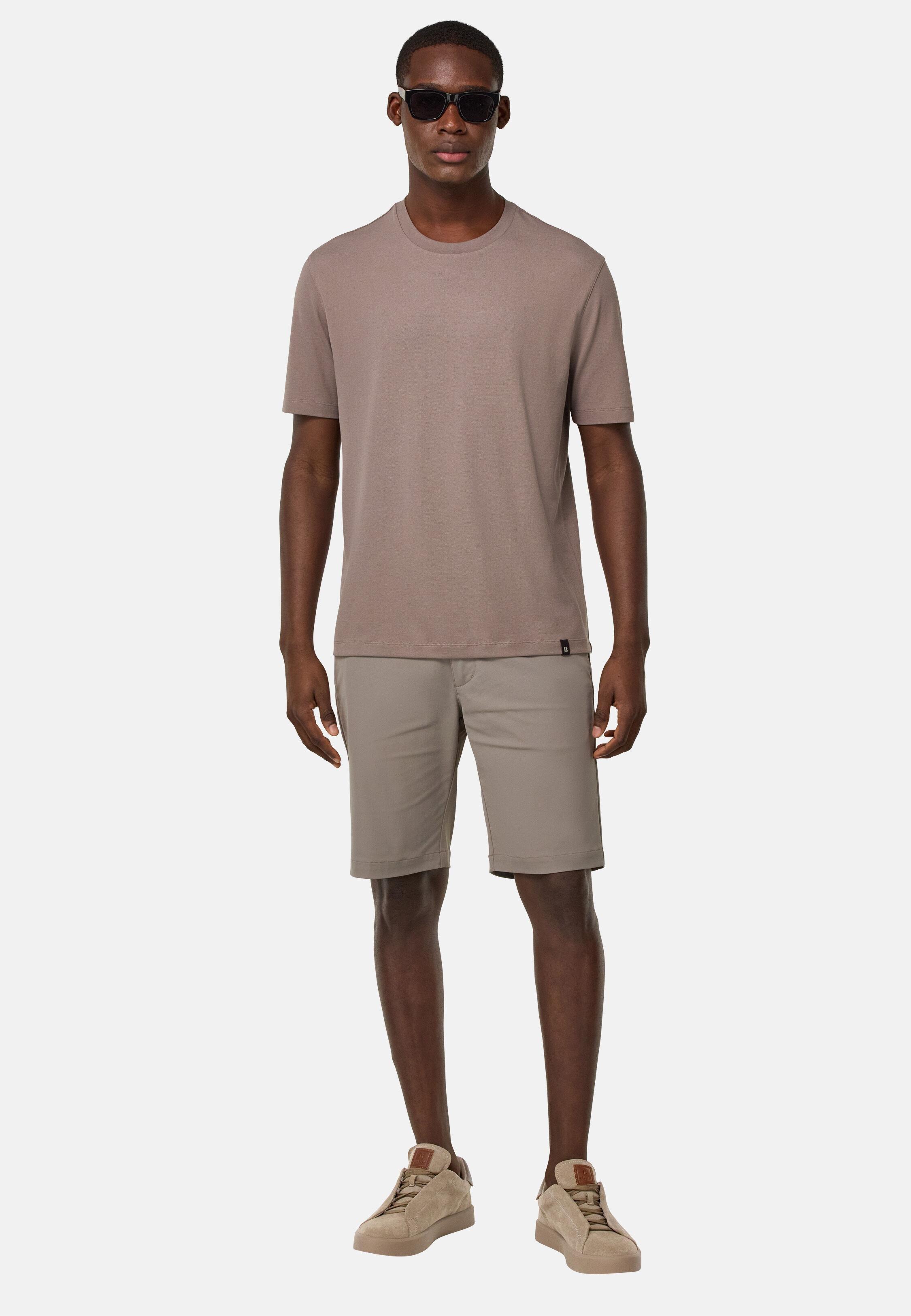 Plain Bermuda Casual Shorts, Taupe, TAUPE, large image number 4