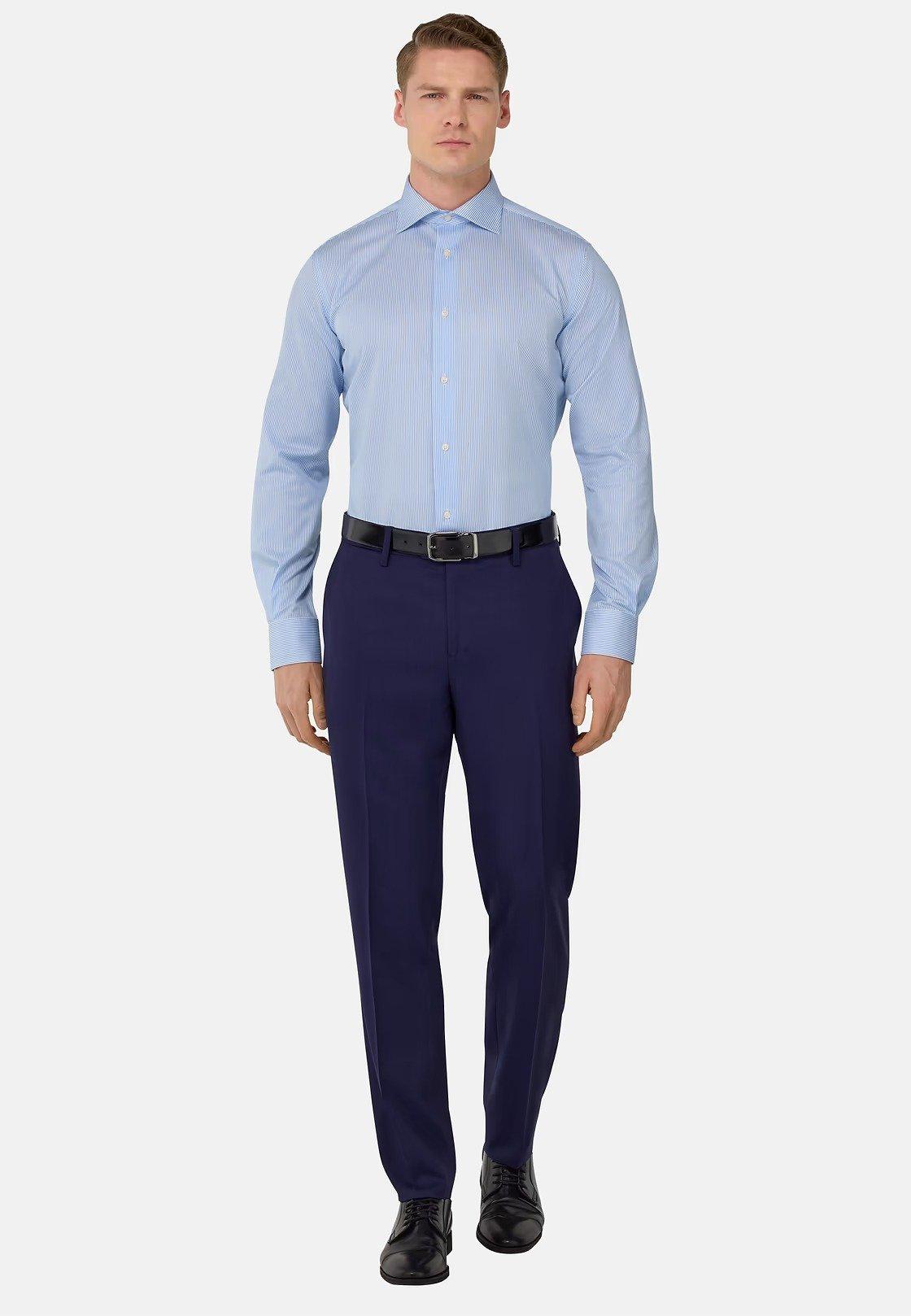 Blue Solid Formal Shirt, , large image number 0