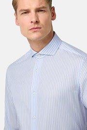 Slim Fit Striped Cotton Shirt Blue, 3901_LTBL, large image number 4