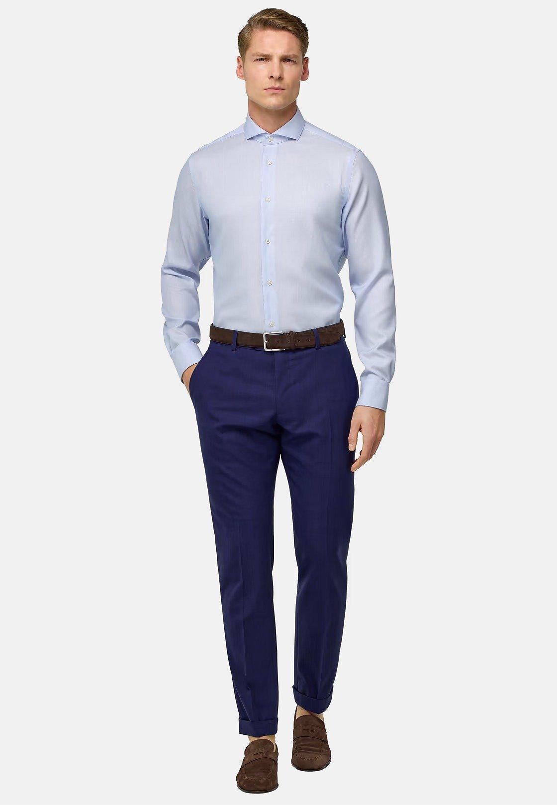 Slim Fit Cotton Shirt Blue, , large image number 0