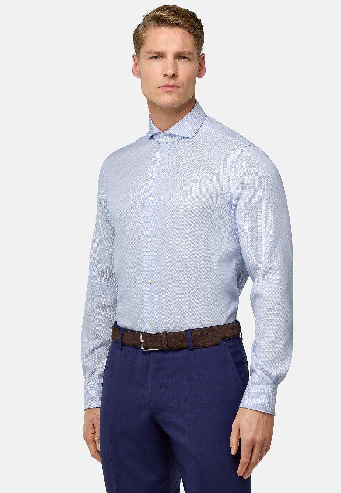 Slim Fit Cotton Shirt Blue, , large image number 1