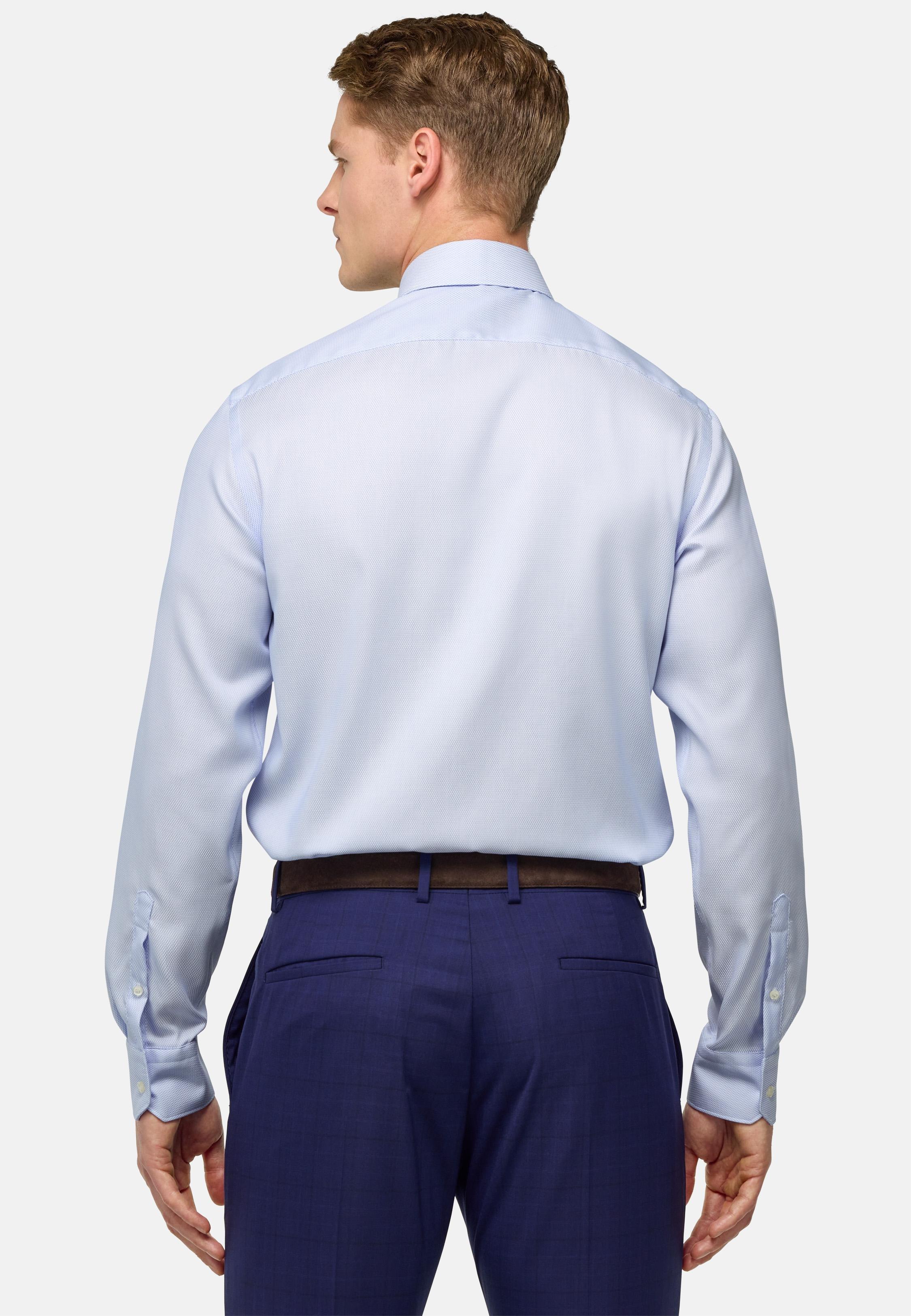 Slim Fit Cotton Shirt Blue, 3901_LTBL, large image number 3