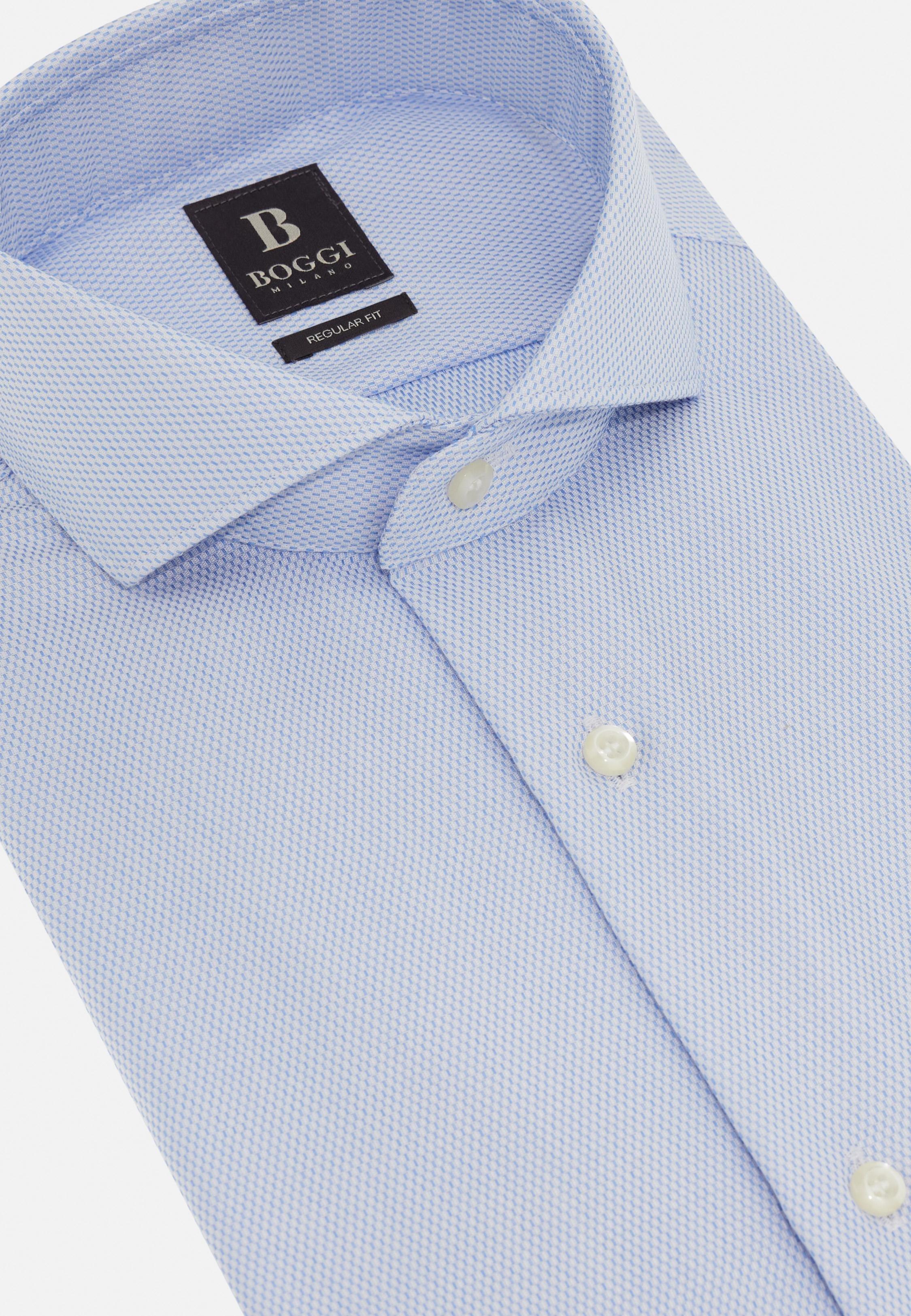 Slim Fit Cotton Shirt Blue, 3901_LTBL, large image number 7