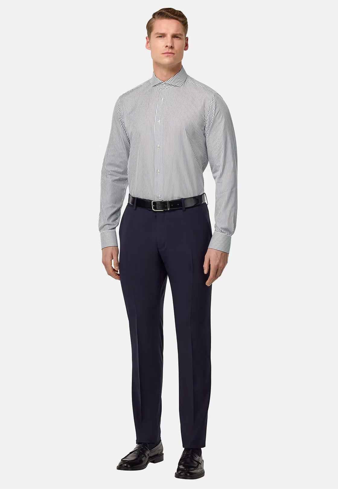 Slim Fit Poplin Shirt Navy, 3901_NAVY, large image number 0
