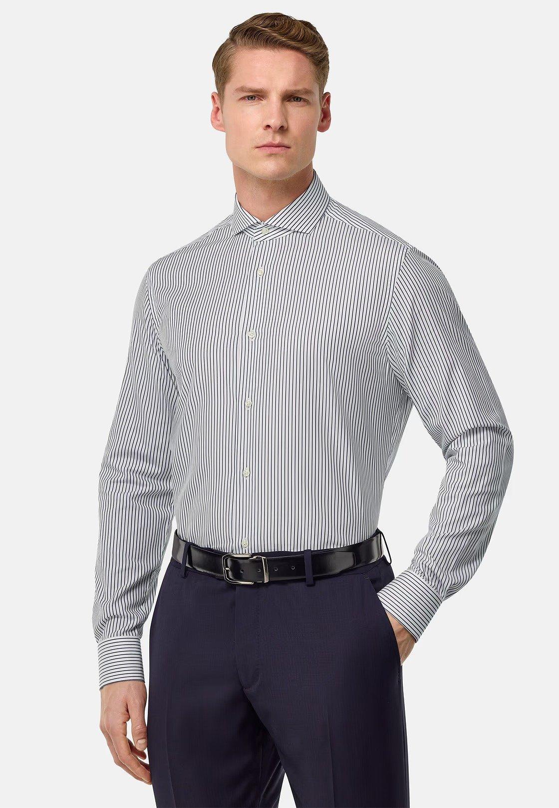 Navy Slim Fit Poplin Shirt, , large image number 1