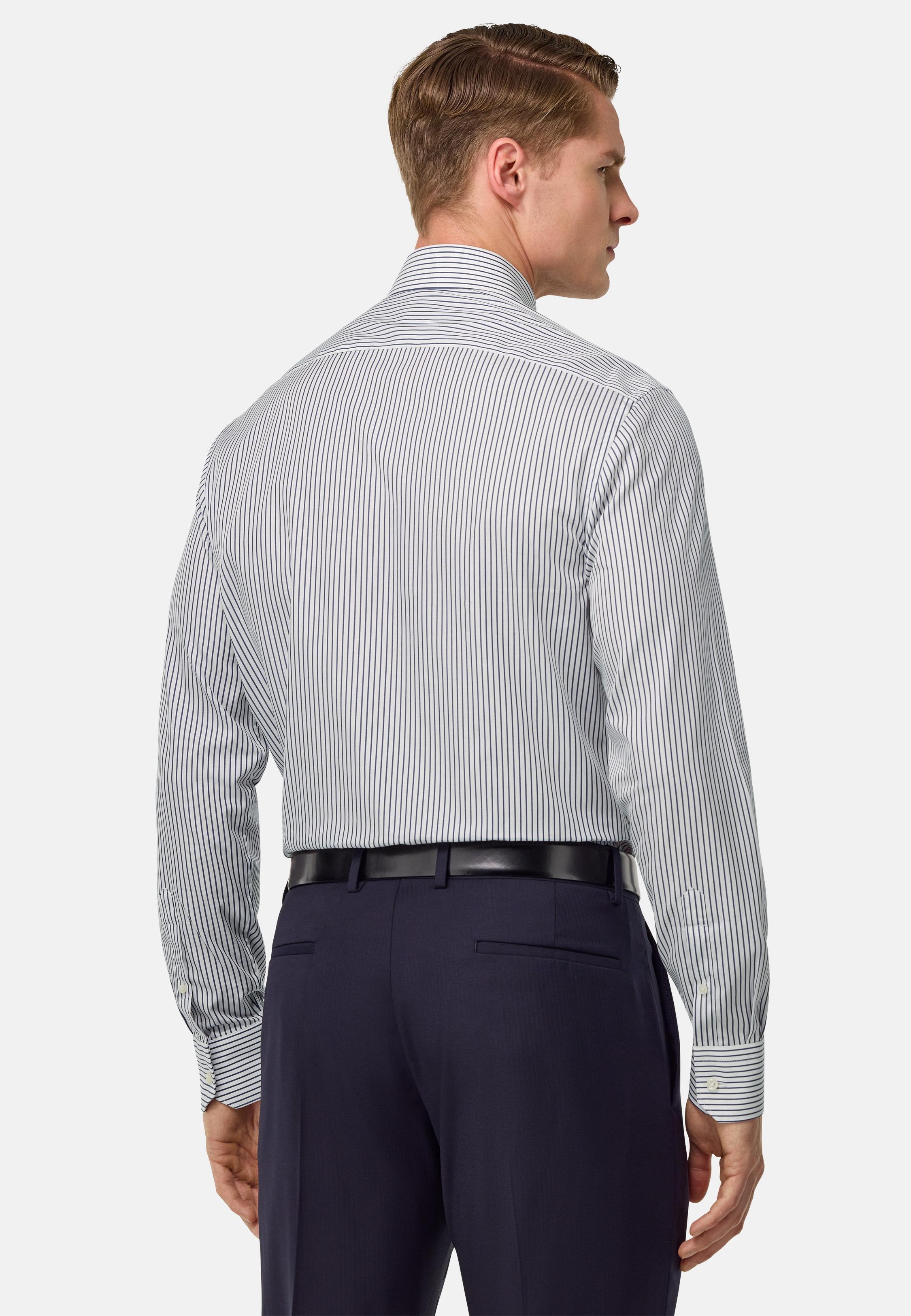 Slim Fit Poplin Shirt Navy, 3901_NAVY, large image number 3