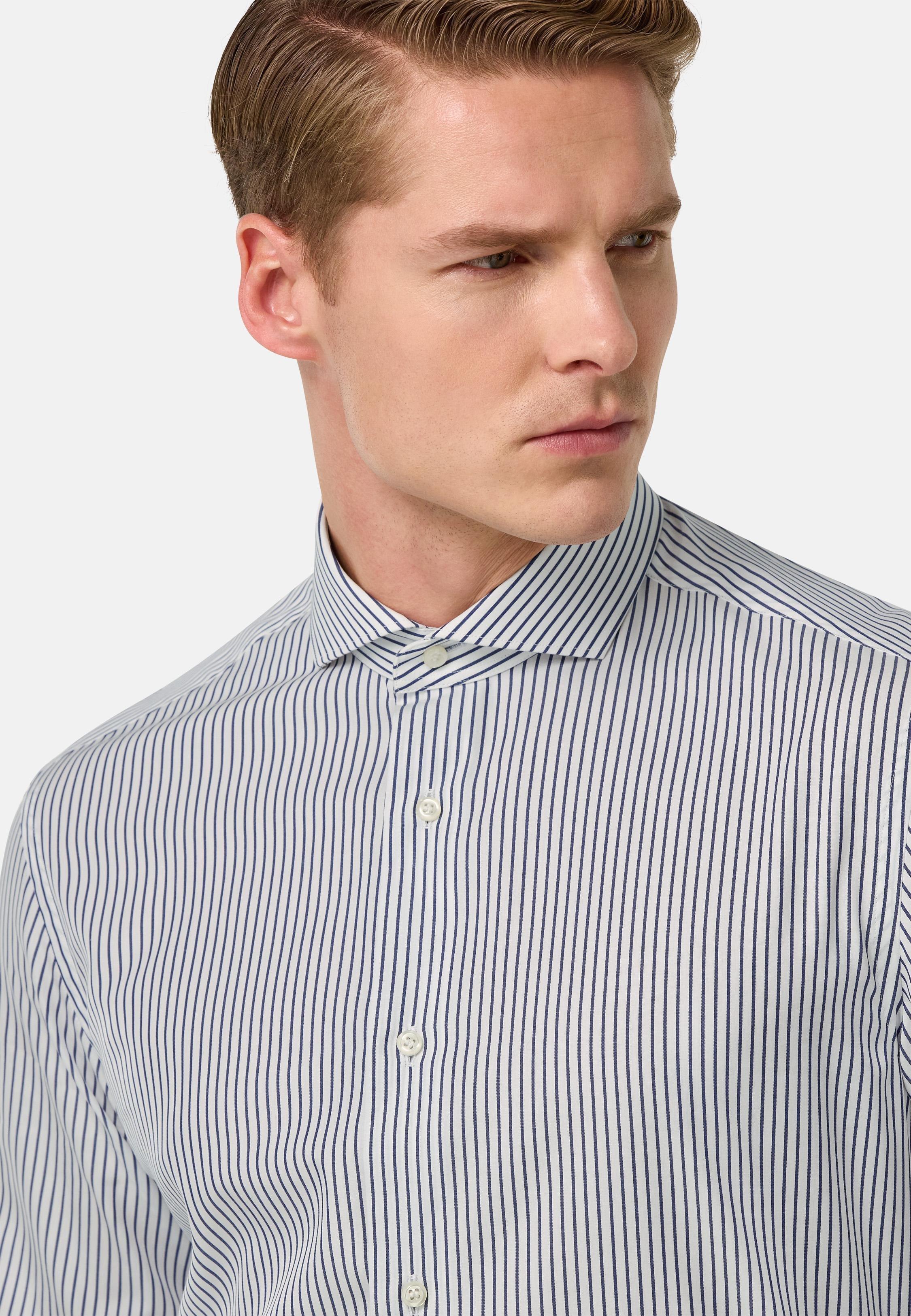 Slim Fit Poplin Shirt Navy, 3901_NAVY, large image number 5