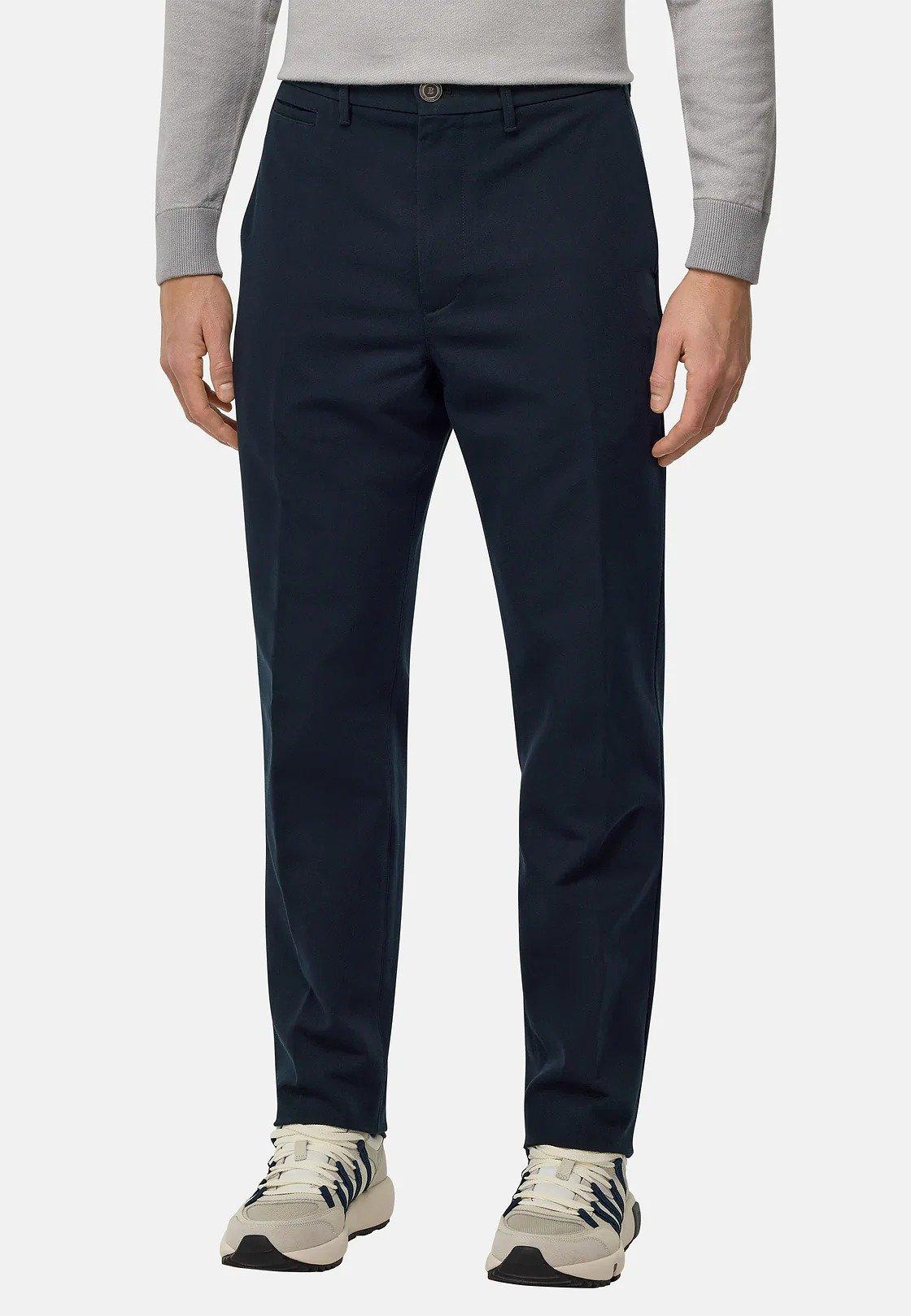 Stretch Cotton Trousers Navy, , medium