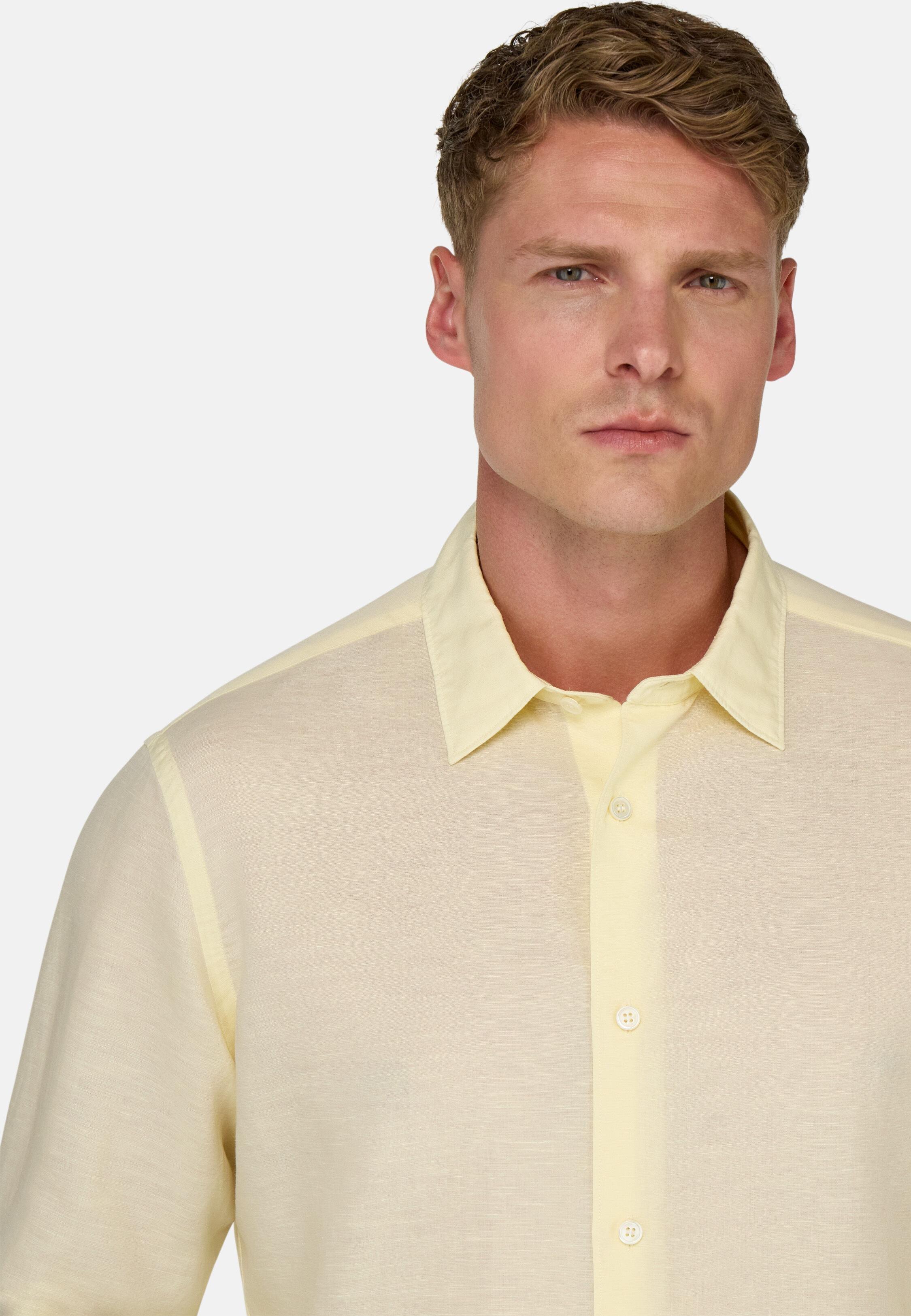 Regular Fit Tencel Linen Shirt Yellow, Yellow, large image number 5