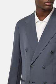 B Tech Double-Breasted Jacket In Stretch Nylon Grey, Charcoal, medium