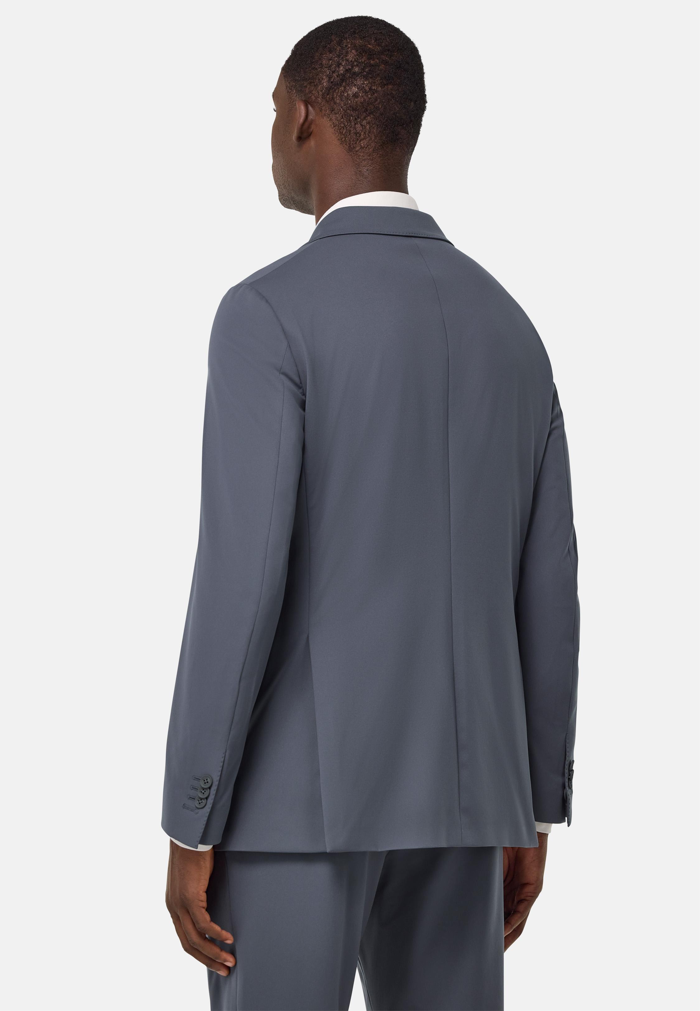 B Tech Double-Breasted Jacket In Stretch Nylon Grey, , large image number 3