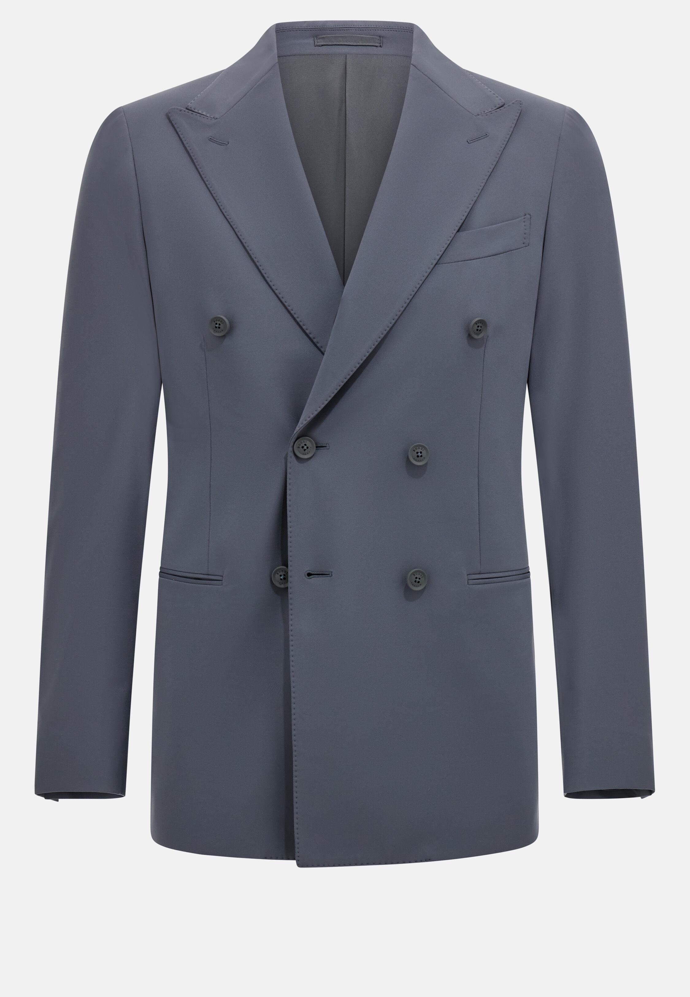 Double-Breasted Jacket in Stretch Nylon B-Tech, Charcoal, Charcoal, large image number 7