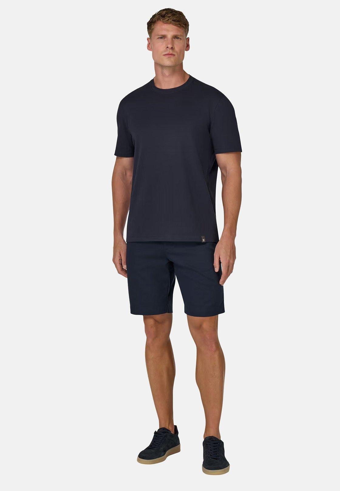 T-Shirt In Stretch Supima Cotton Navy, , medium