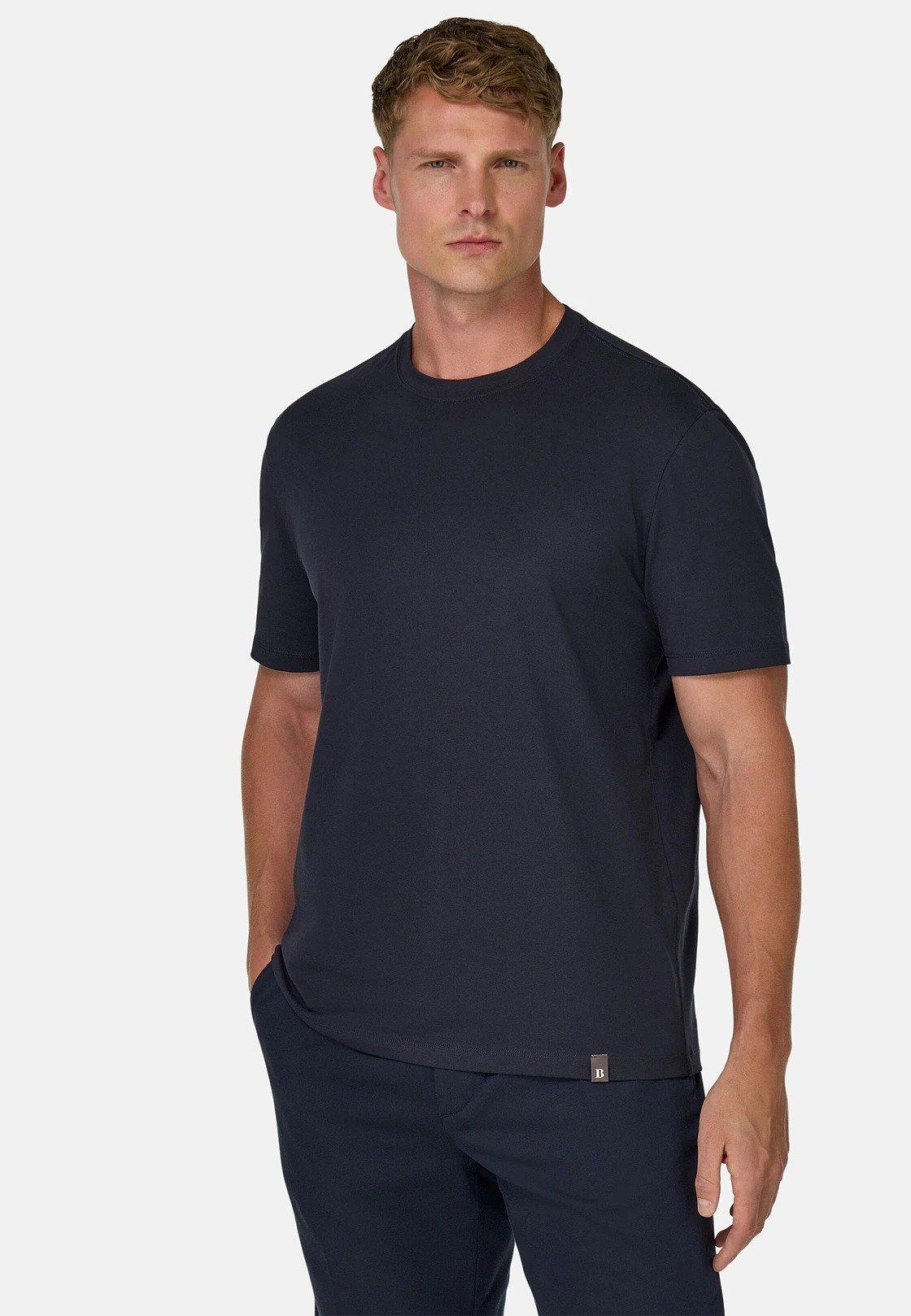 T-Shirt In Stretch Supima Cotton Navy, , large image number 1