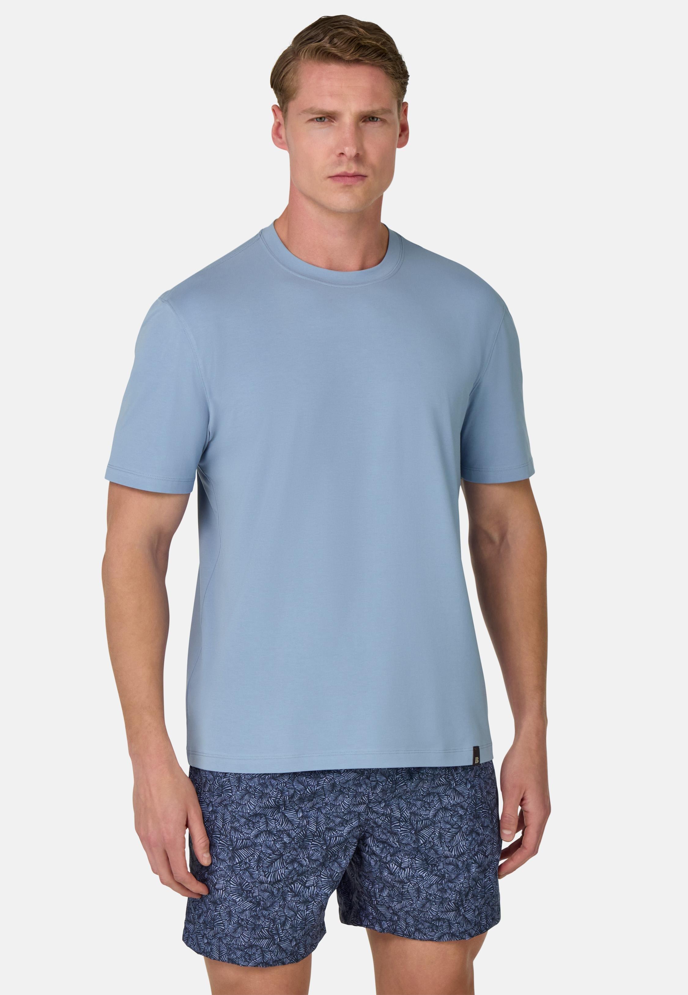 T-Shirt In Stretch Supima Cotton Blue, , large image number 1