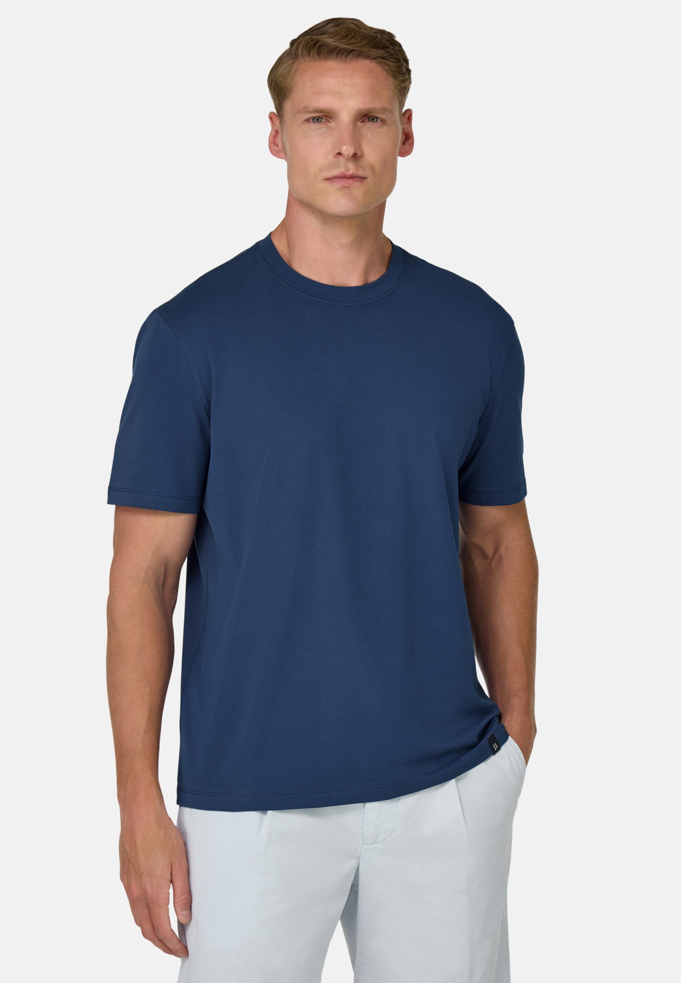 T-Shirt In Stretch Supima Cotton Blue, Blue, medium