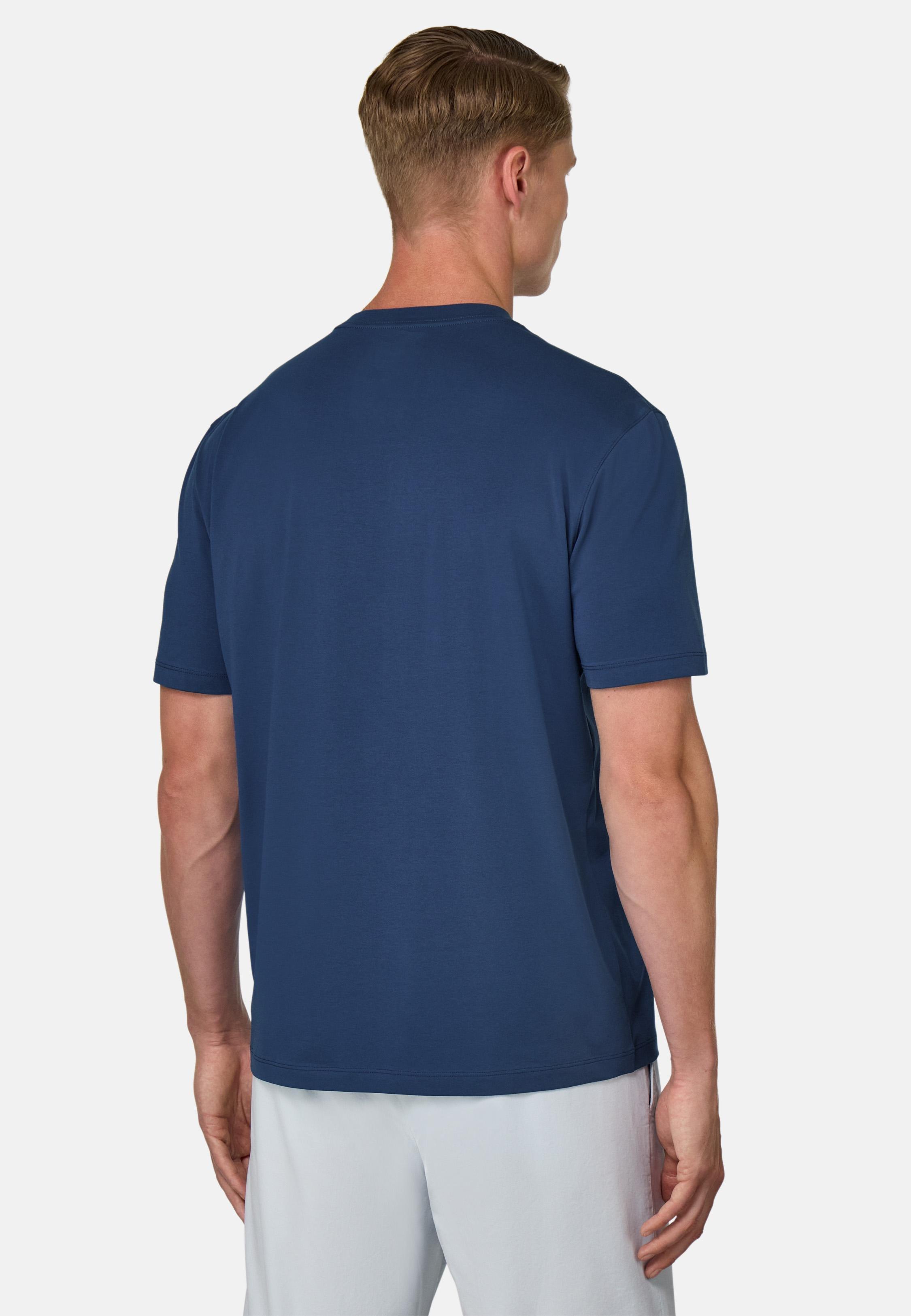 T-Shirt In Stretch Supima Cotton Blue, Blue, large image number 4