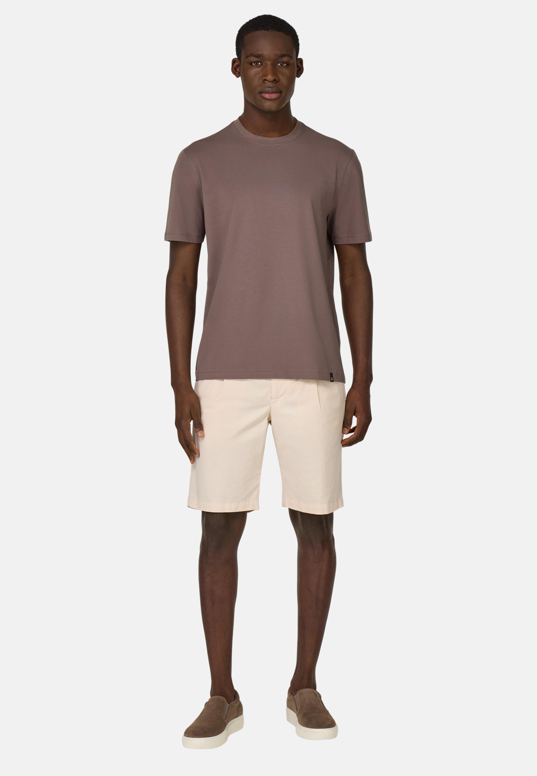 T-Shirt In Stretch Supima Cotton Brown, Taupe, medium
