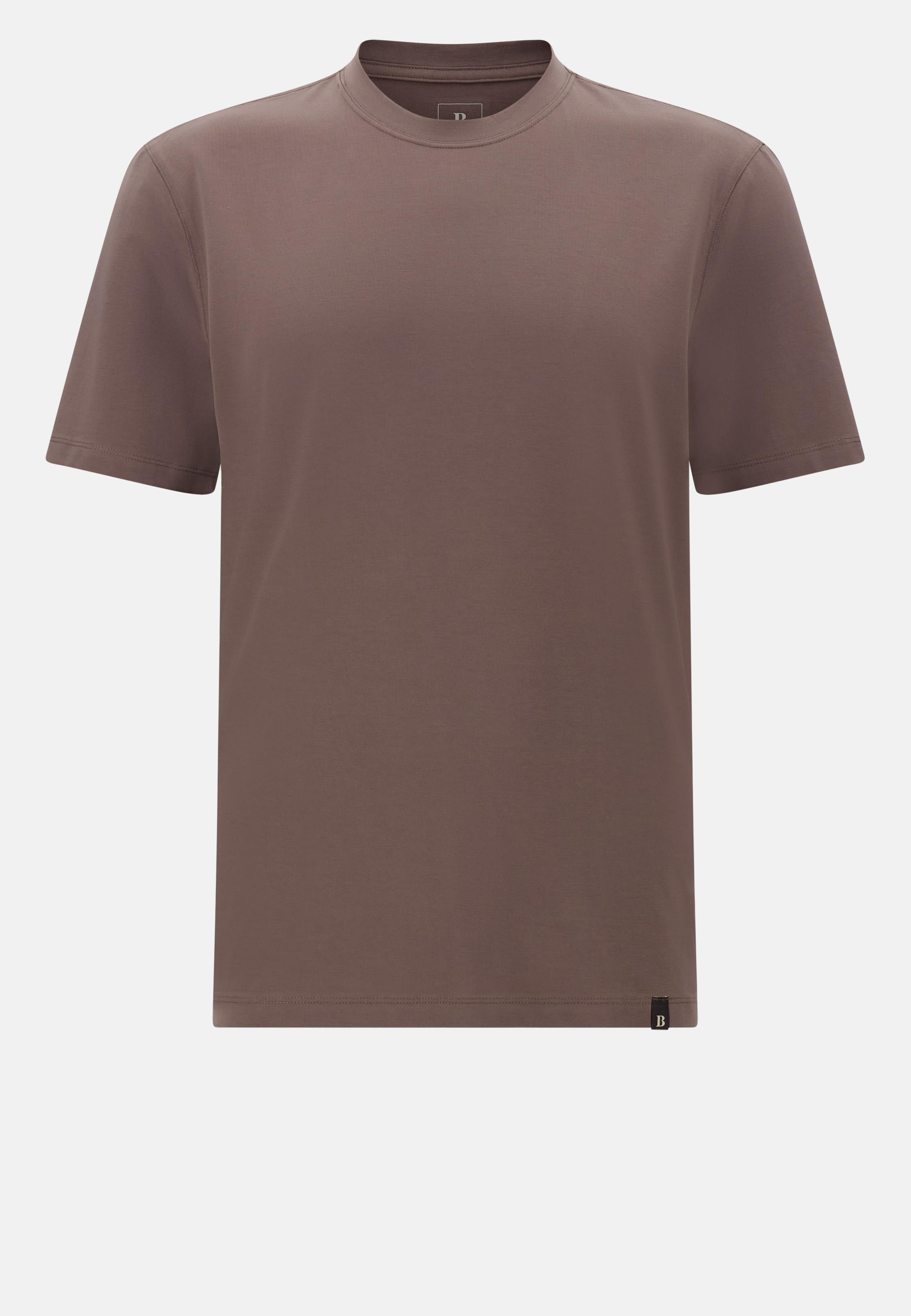 T-Shirt In Stretch Supima Cotton Brown, Taupe, large image number 3
