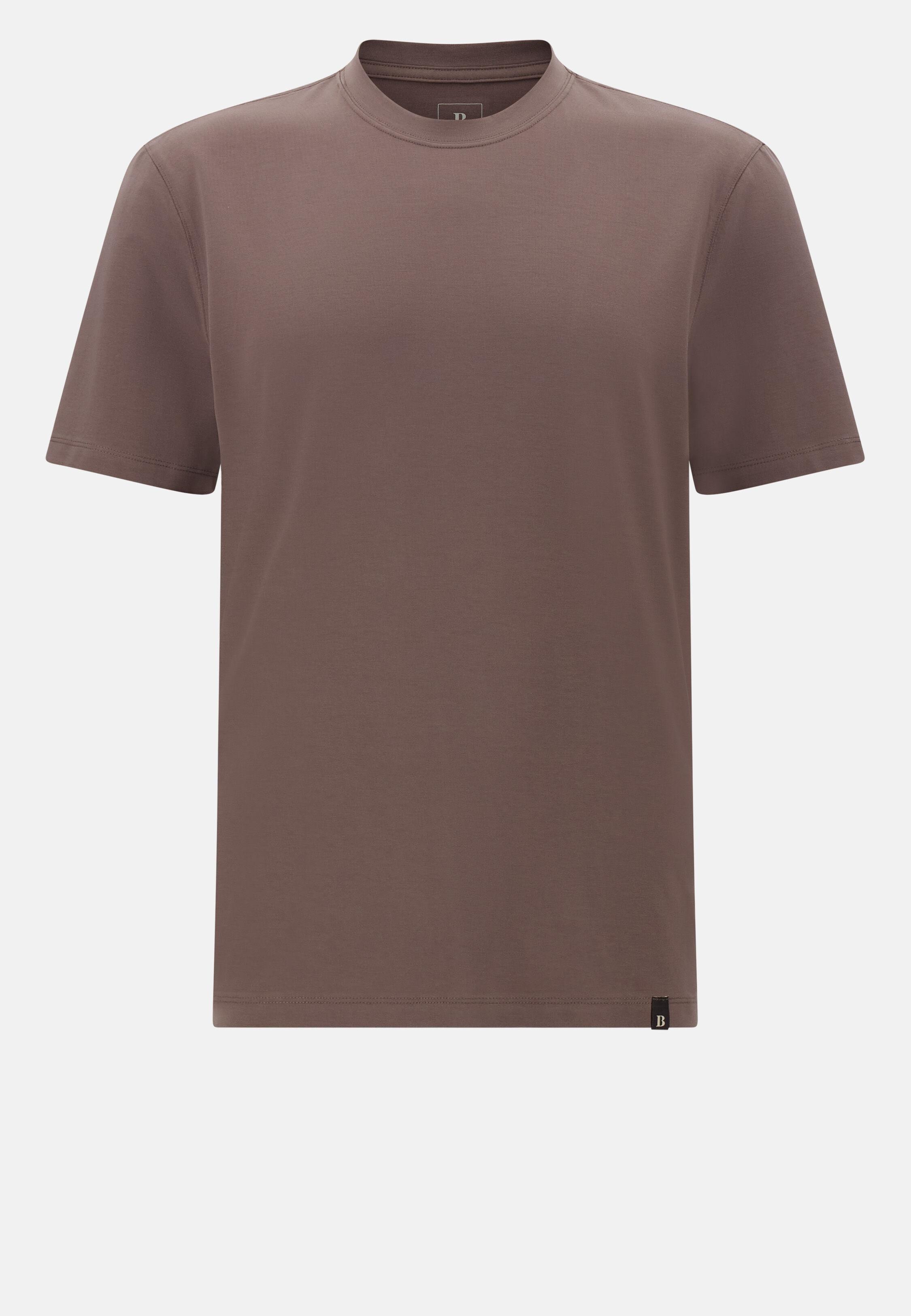 T-Shirt In Stretch Supima Cotton Brown, Taupe, large image number 5