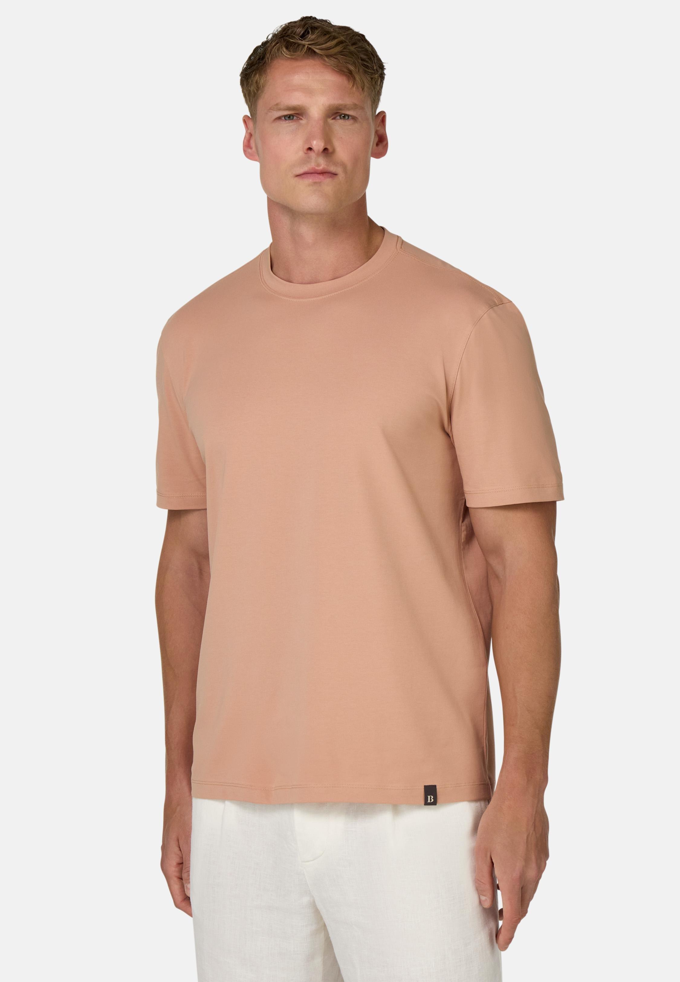 T-Shirt In Stretch Supima Cotton Orange, Orange, medium