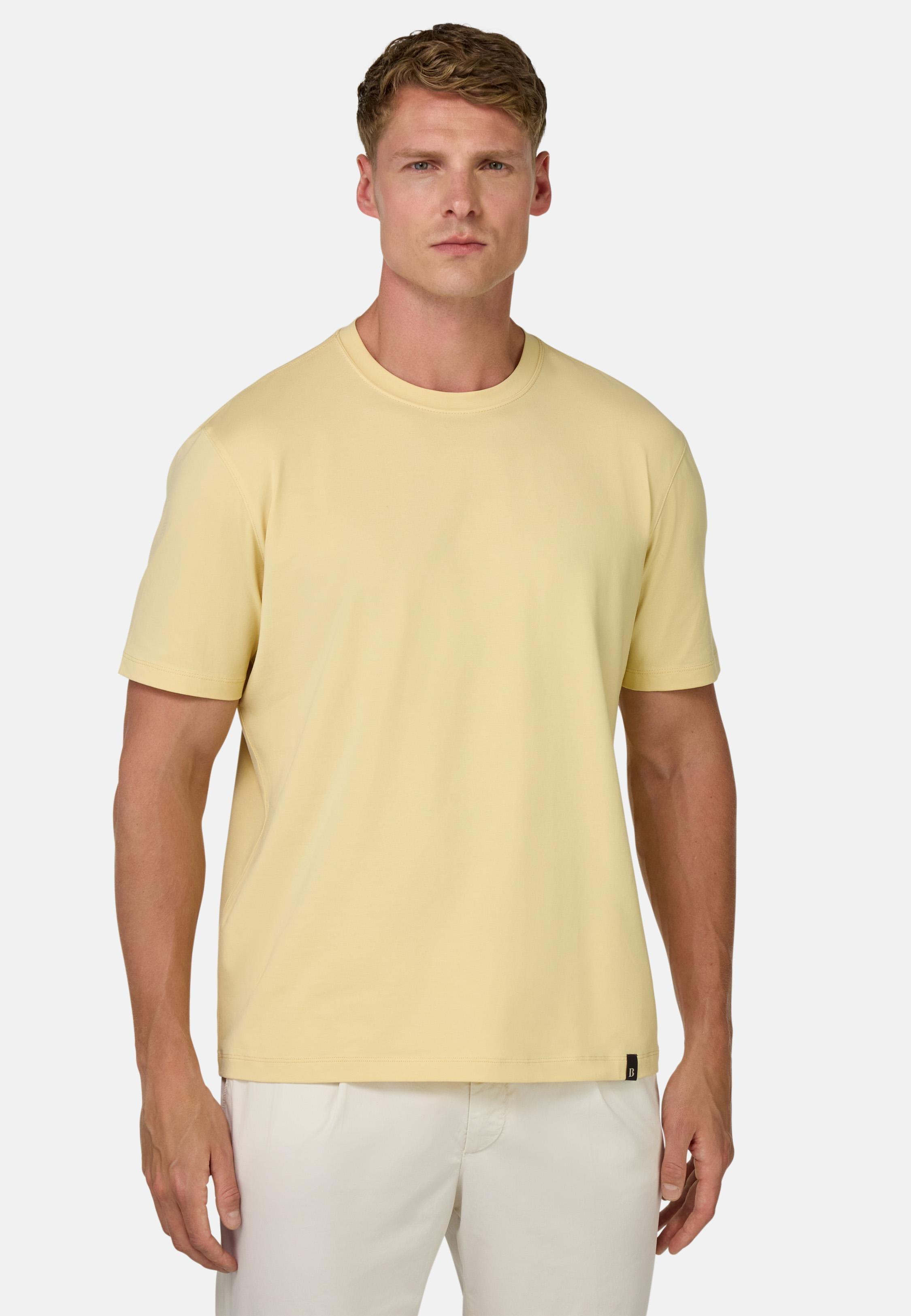 T-Shirt In Stretch Supima Cotton Yellow, Yellow, medium