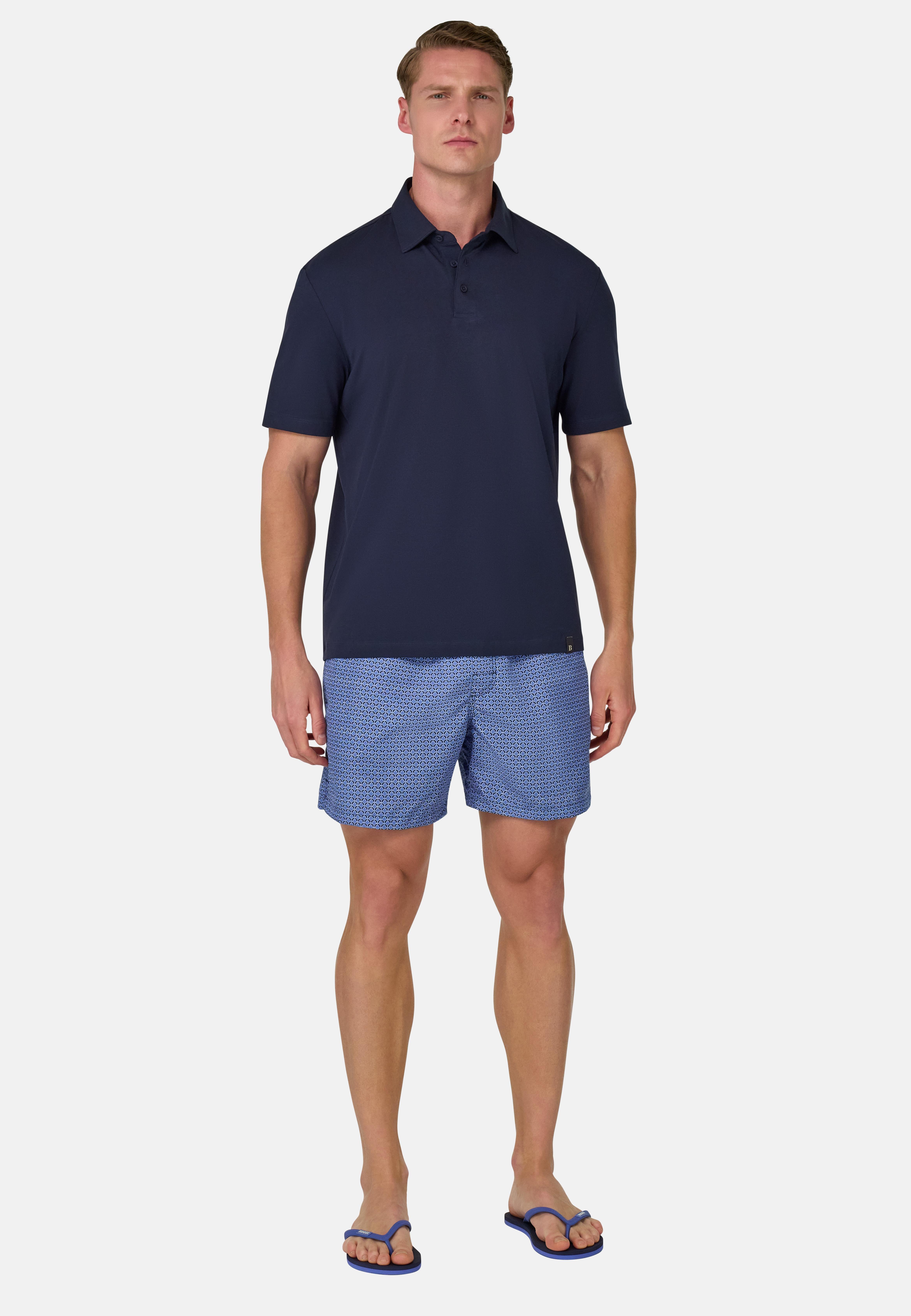 Polo Shirt In Stretch Supima Cotton Navy, , large image number 0