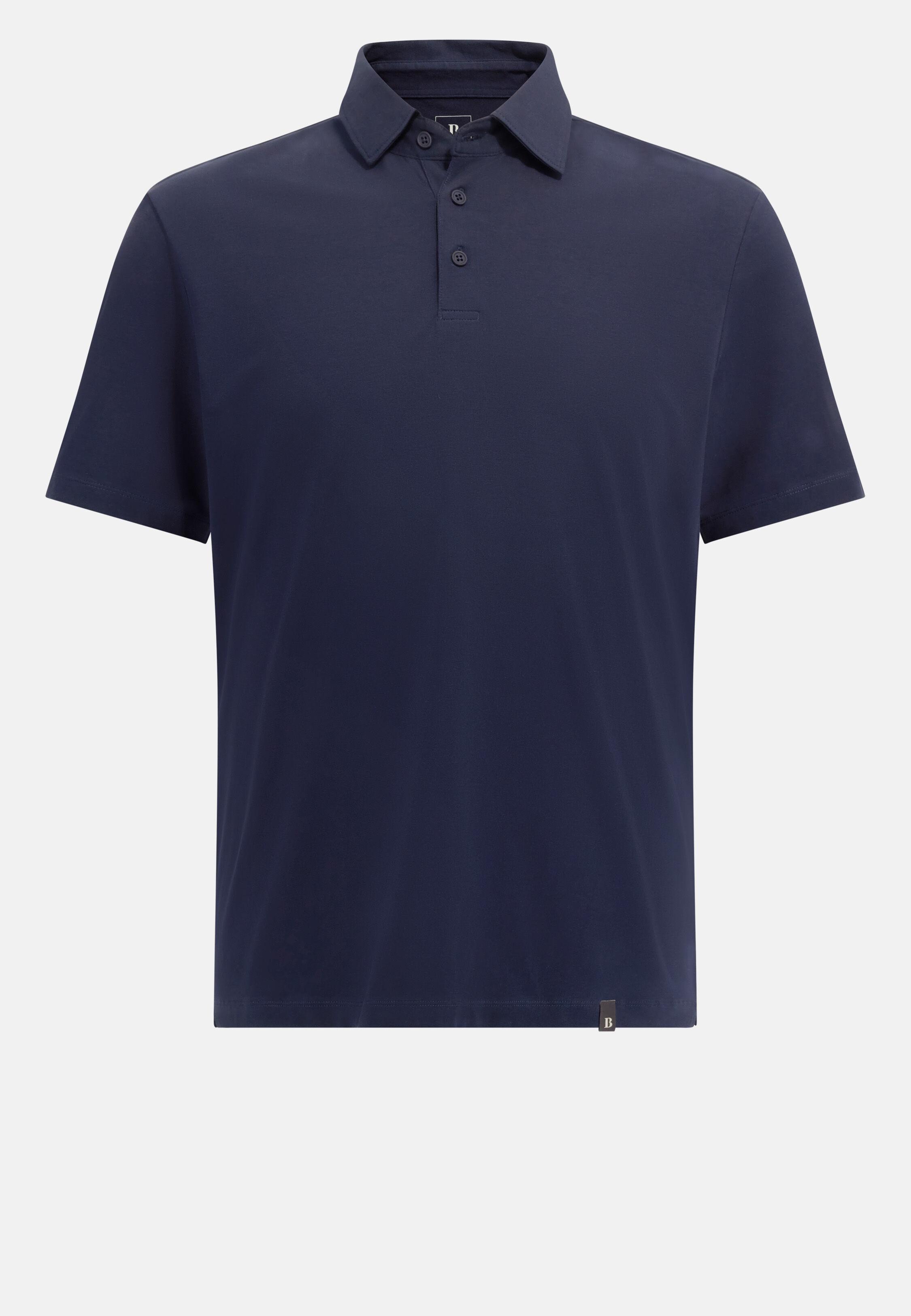 Polo Shirt In Stretch Supima Cotton Navy, Navy blue, large image number 7