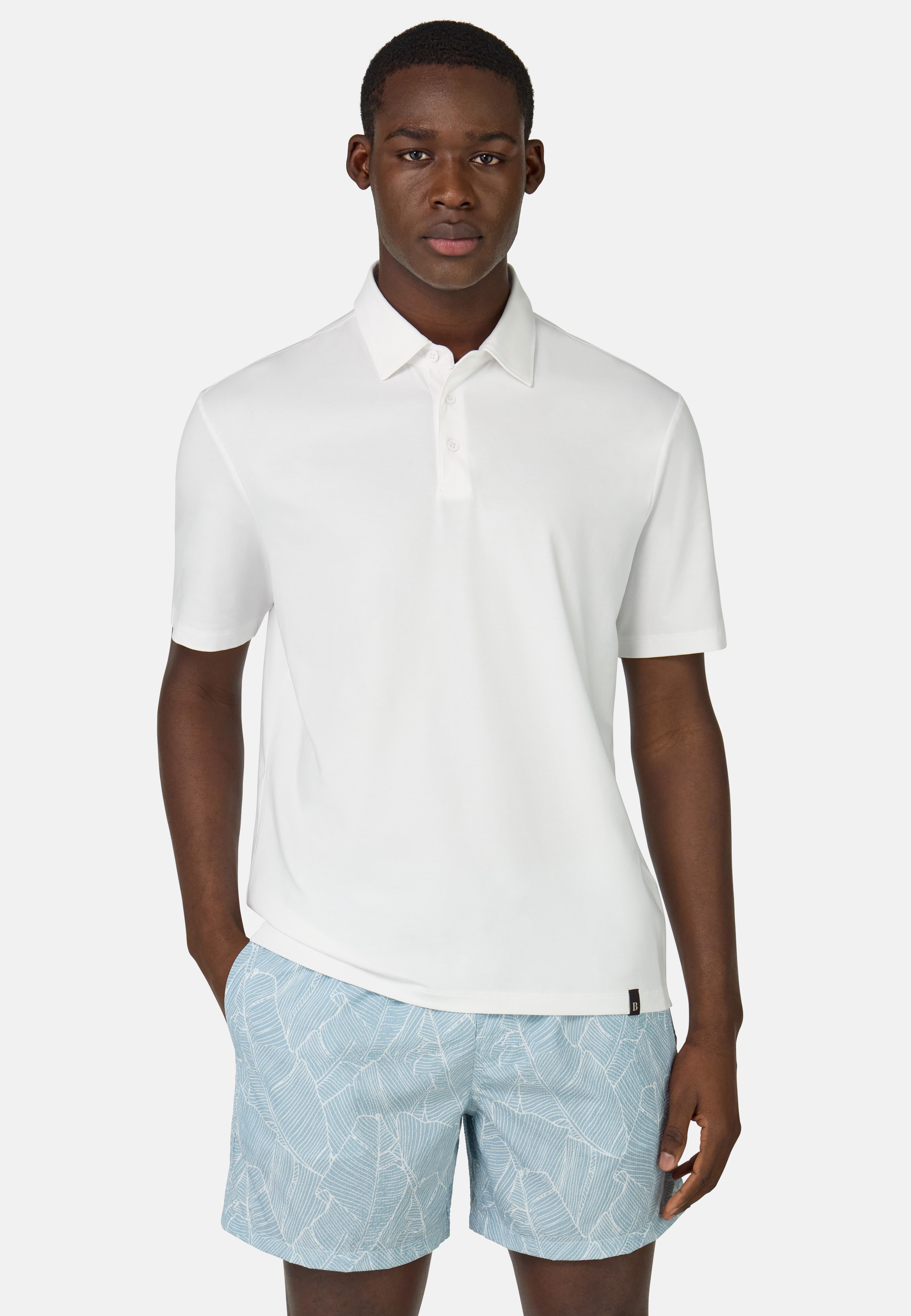 Polo Shirt In Stretch Supima Cotton White, , large image number 1