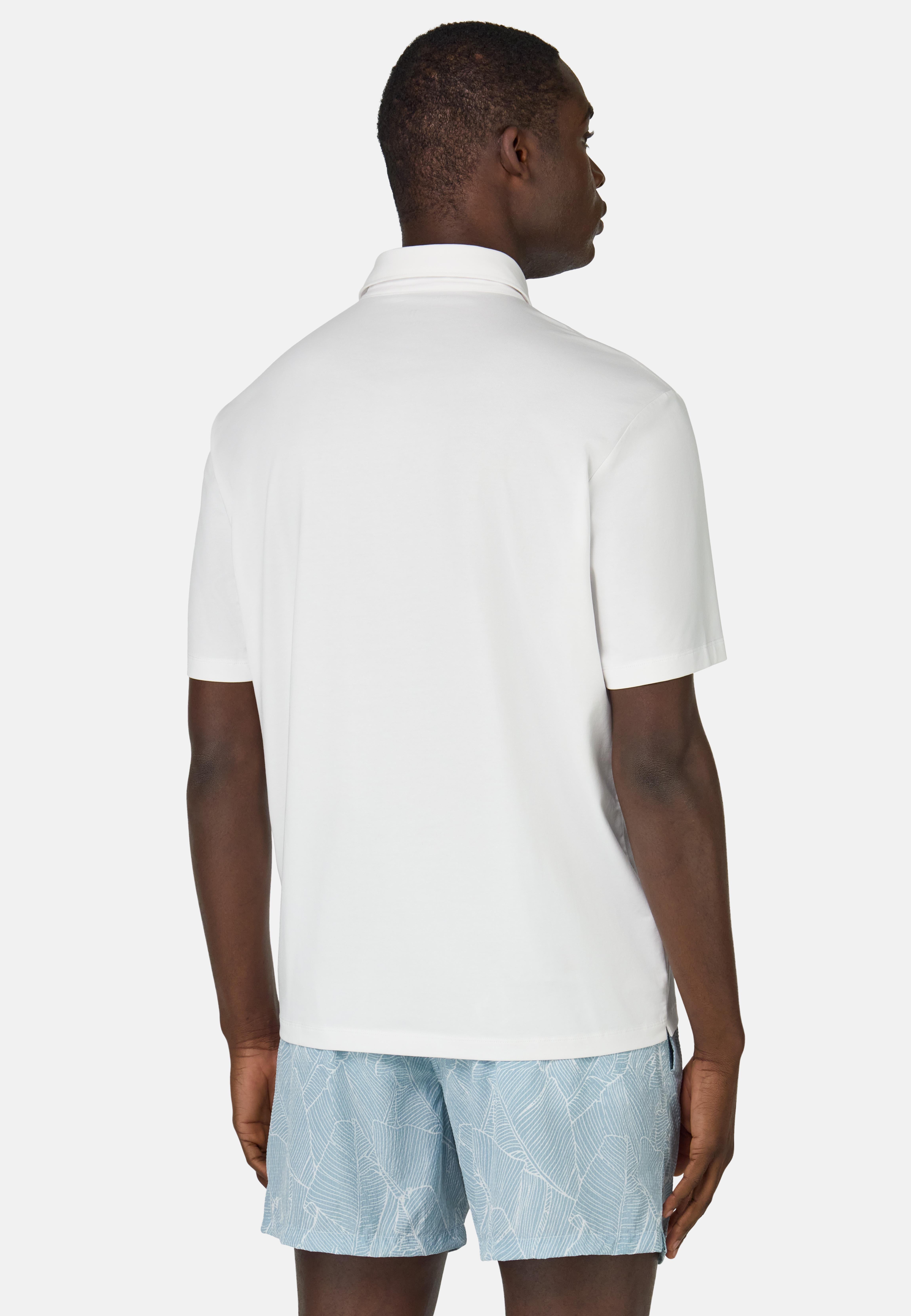 Polo Shirt In Stretch Supima Cotton White, , large image number 2