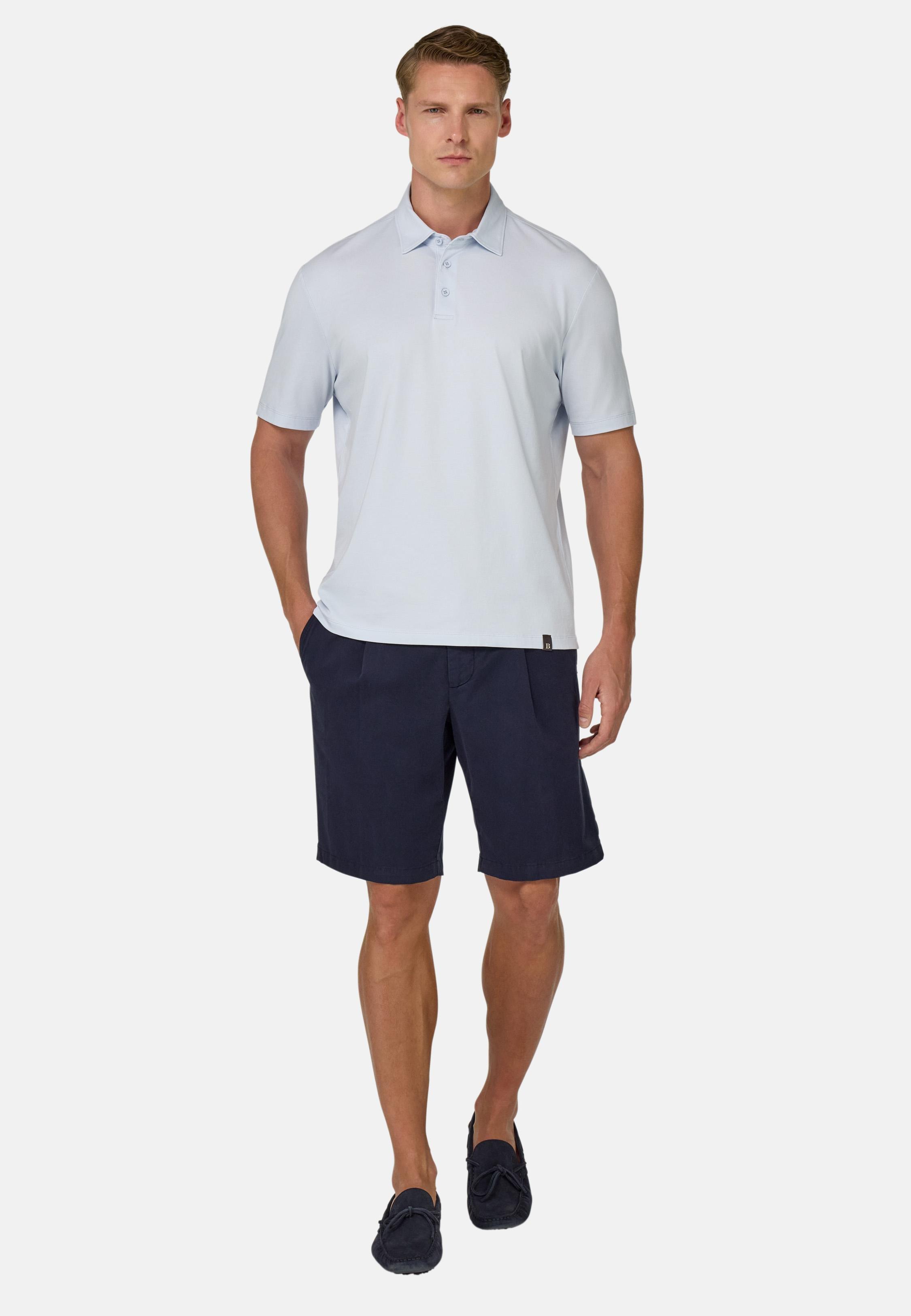 Polo Shirt In Stretch Supima Cotton Blue, , large image number 0